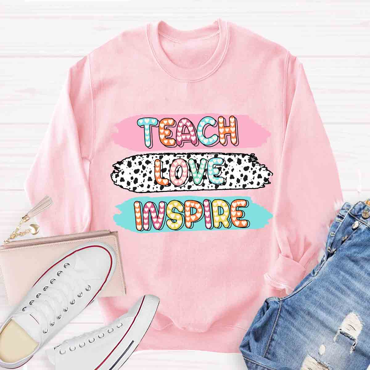 Teach Love Inspire Dot Light Teacher Sweatshirt