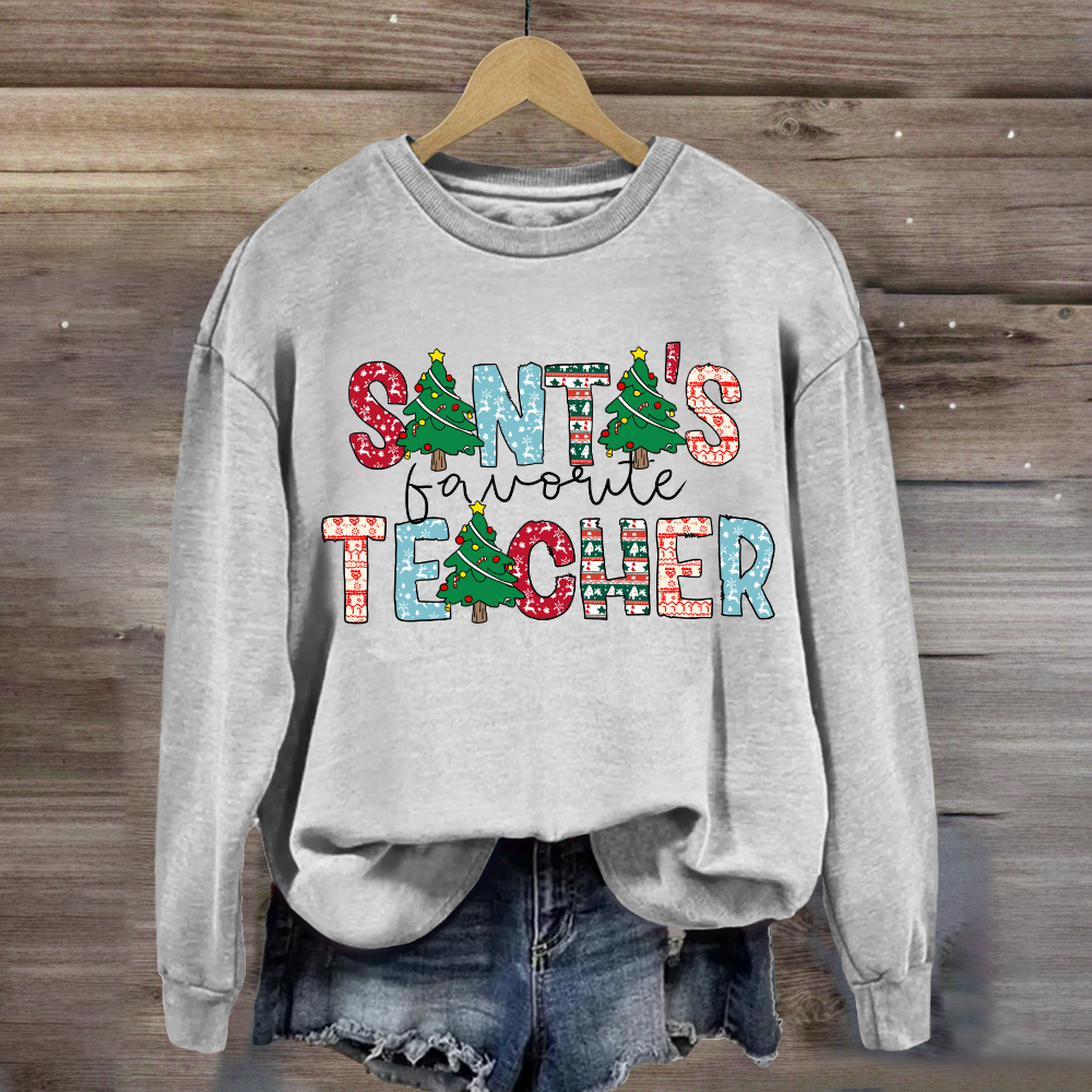 Santa's Favorite Teacher Christmas Tree Sweatshirt