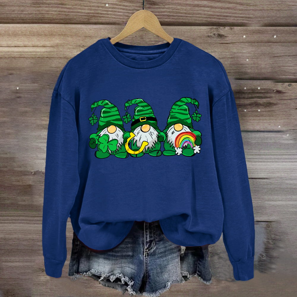 Three St Patricks' Day Gnome With Rainbow Sweatshirt