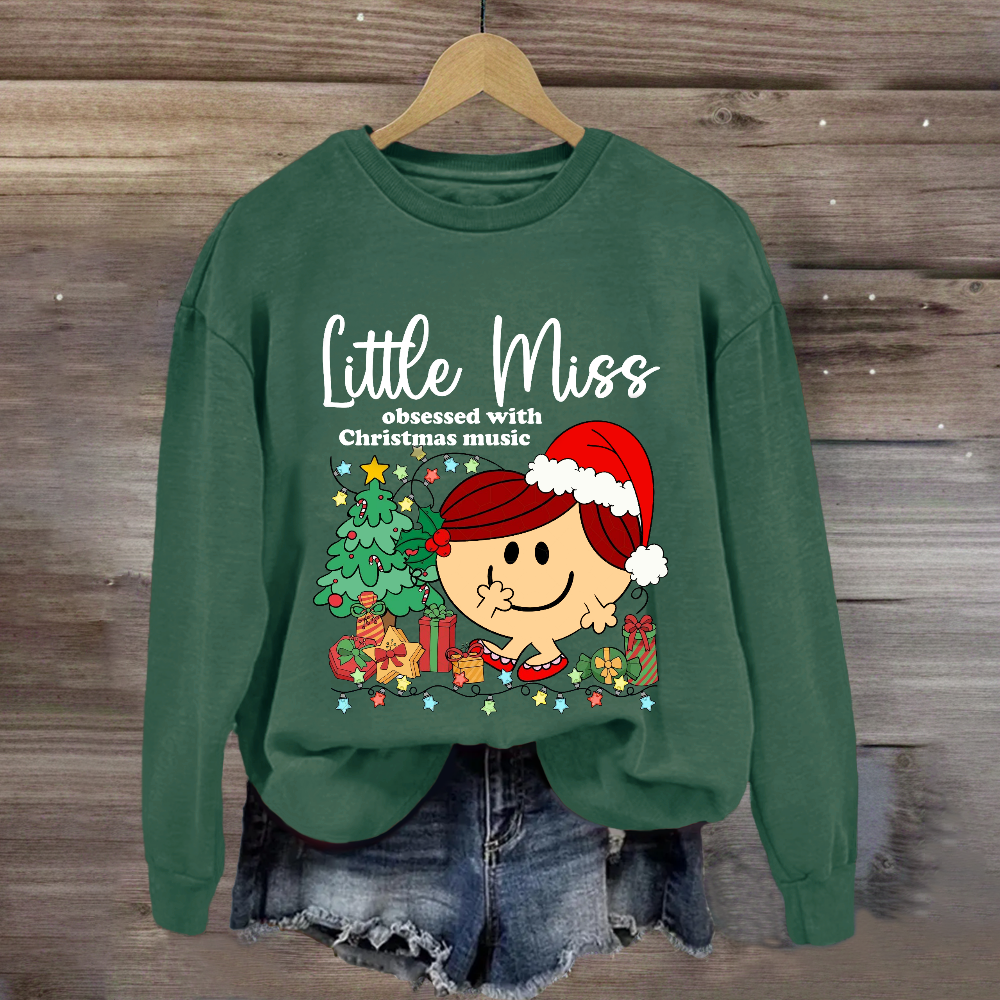 Little Miss Obsessed With Christmas Music Sweatshirt