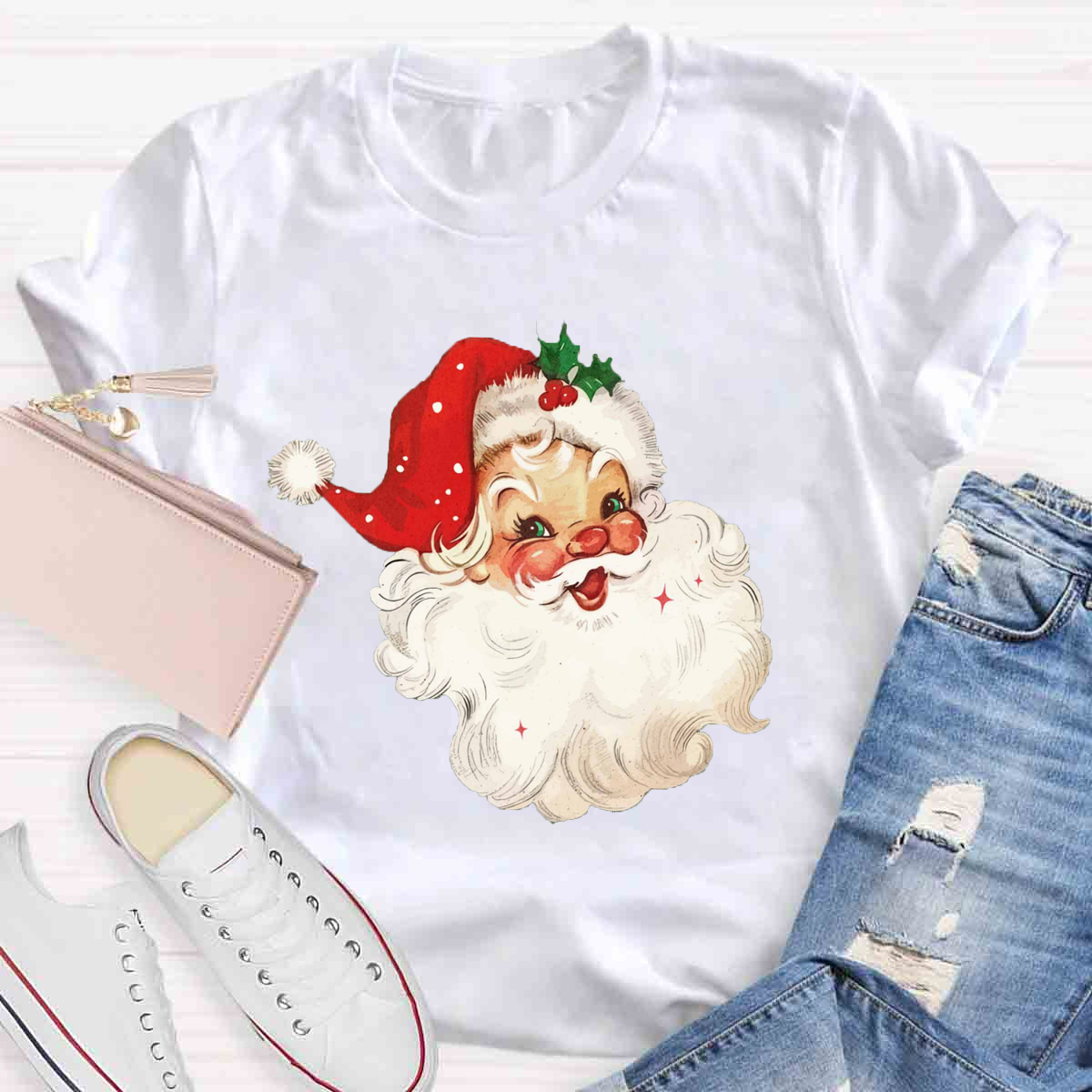 Red Vintage Santa T-Shirt