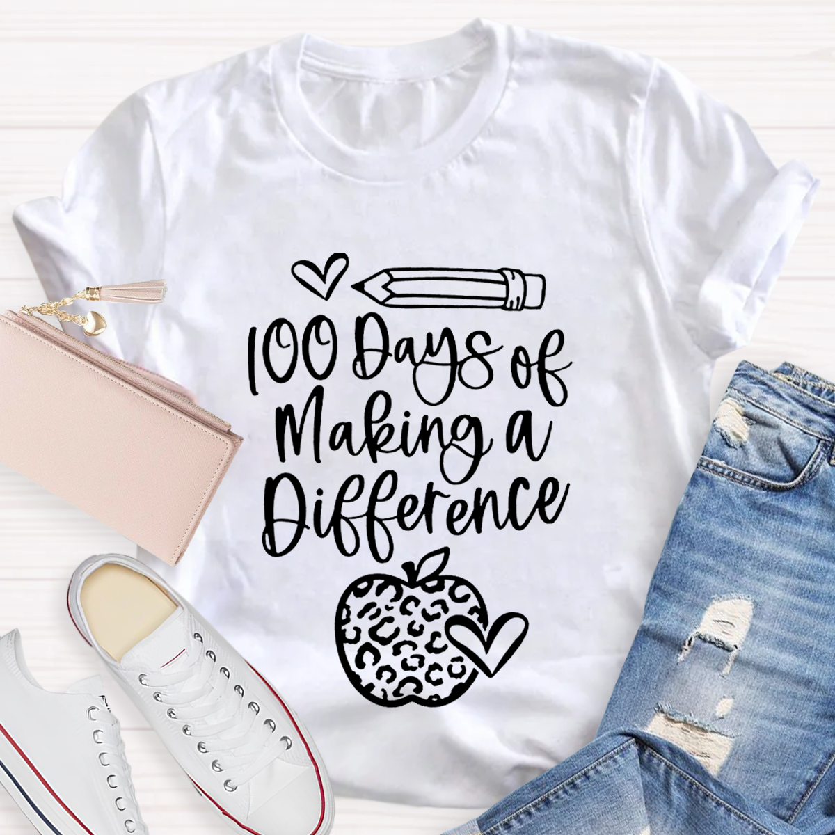 100 Days Of Making A Difference Teacher T-Shirt