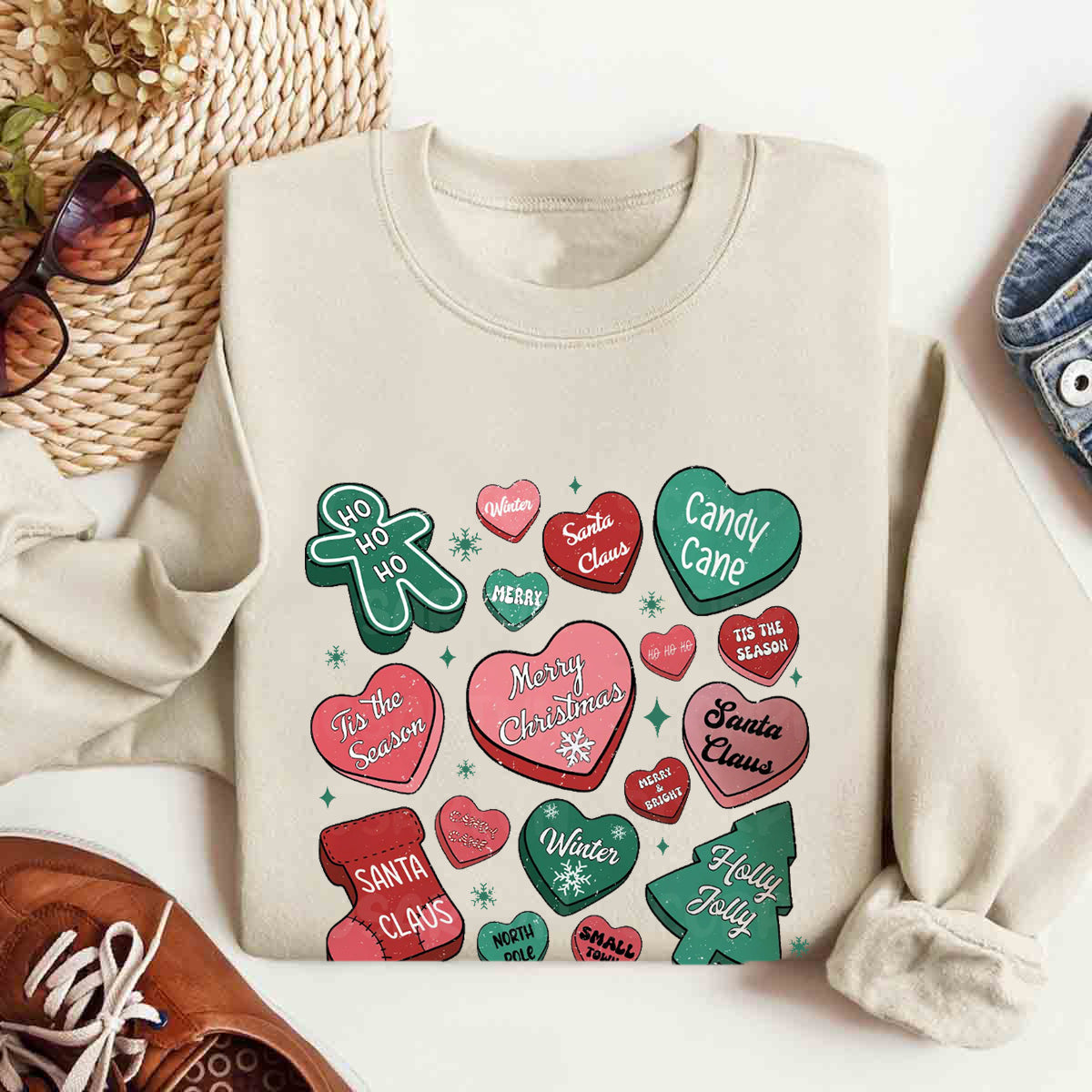 Candy Hearts Christmas T-Shirt