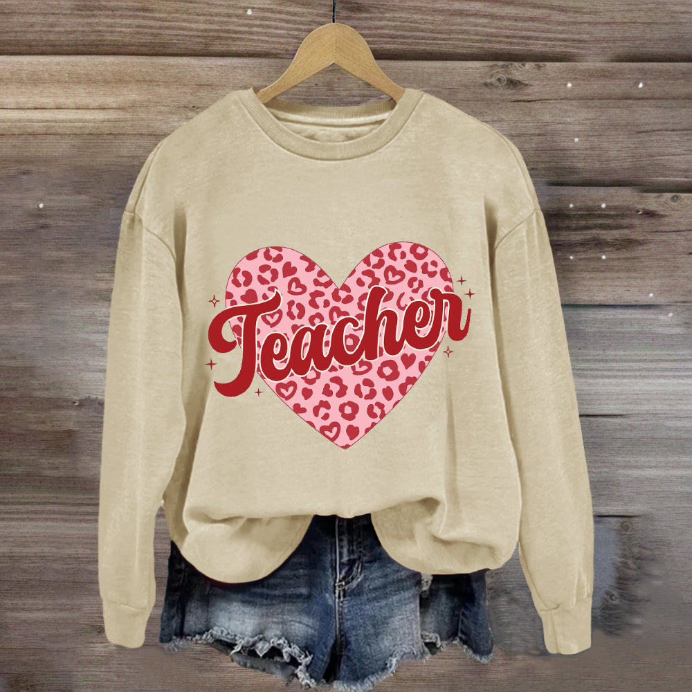 Checkered Heart Teacher Sweatshirt