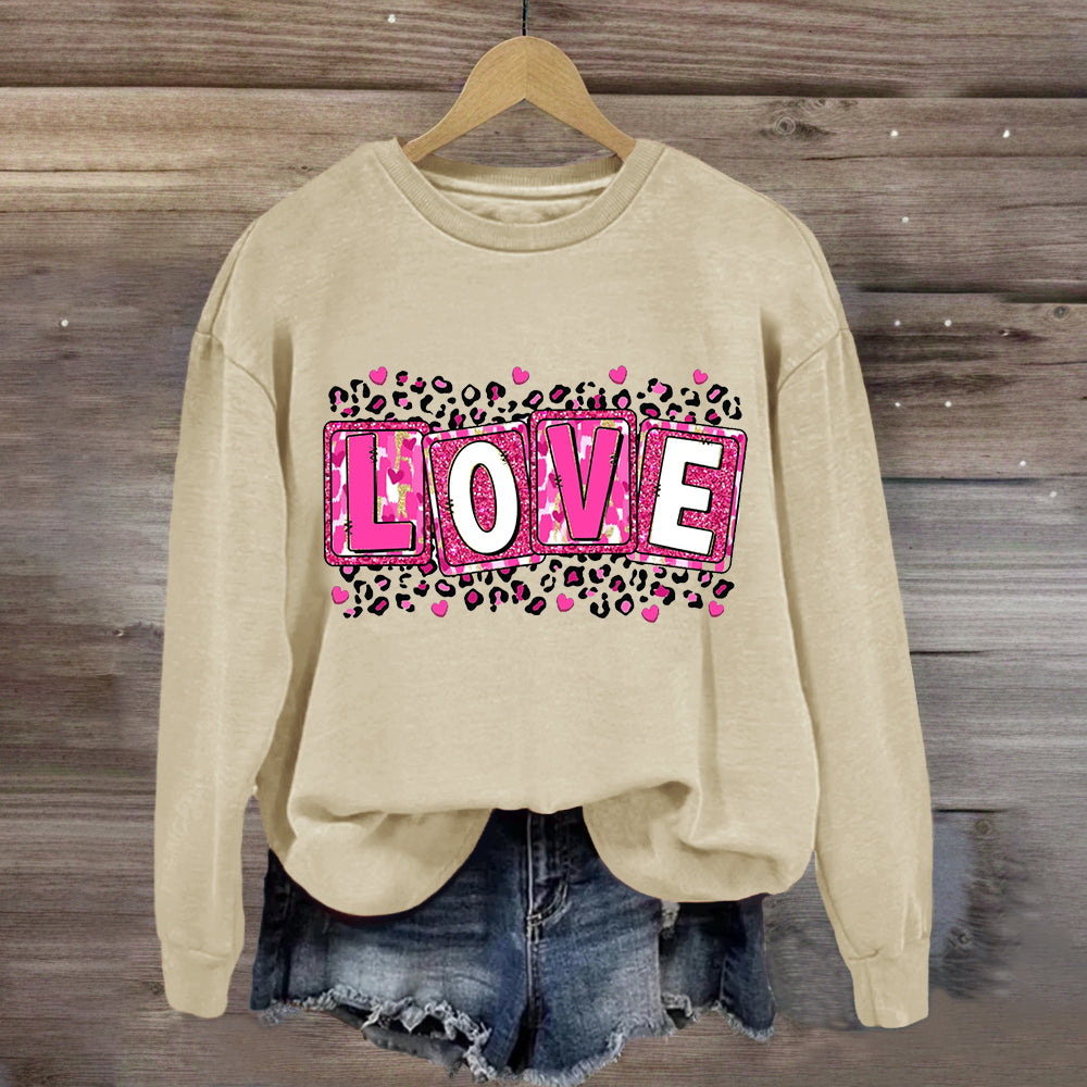 Pink Leopard Love Sweatshirt