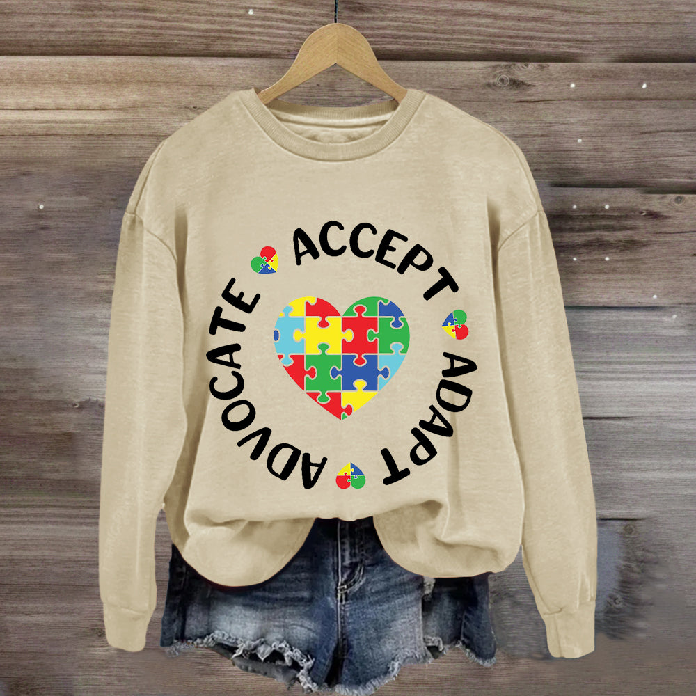 Accept Adapt Advocate Heart Special Education Sweatshirt