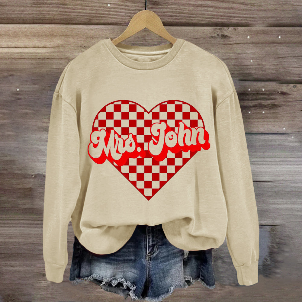 Personalized Name Heart Mrs John Sweatshirt