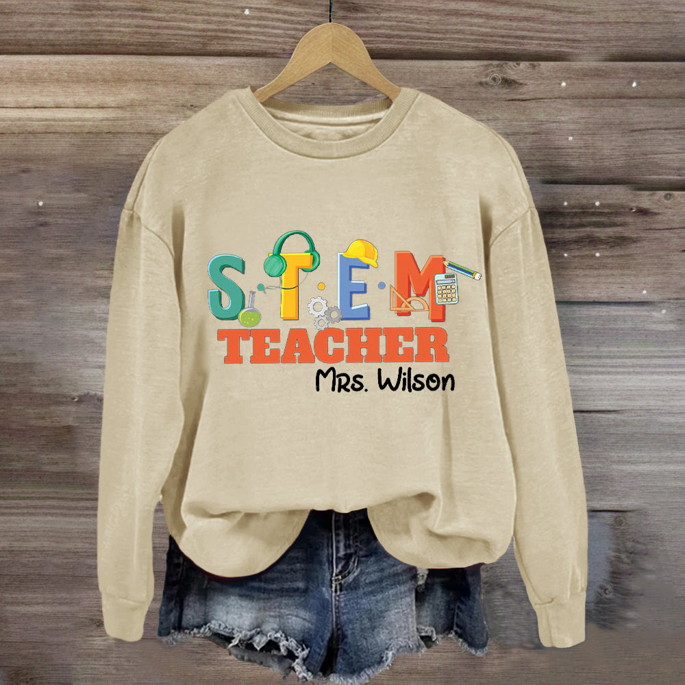 Personalized Name STEM Teacher Pencil Sweatshirt