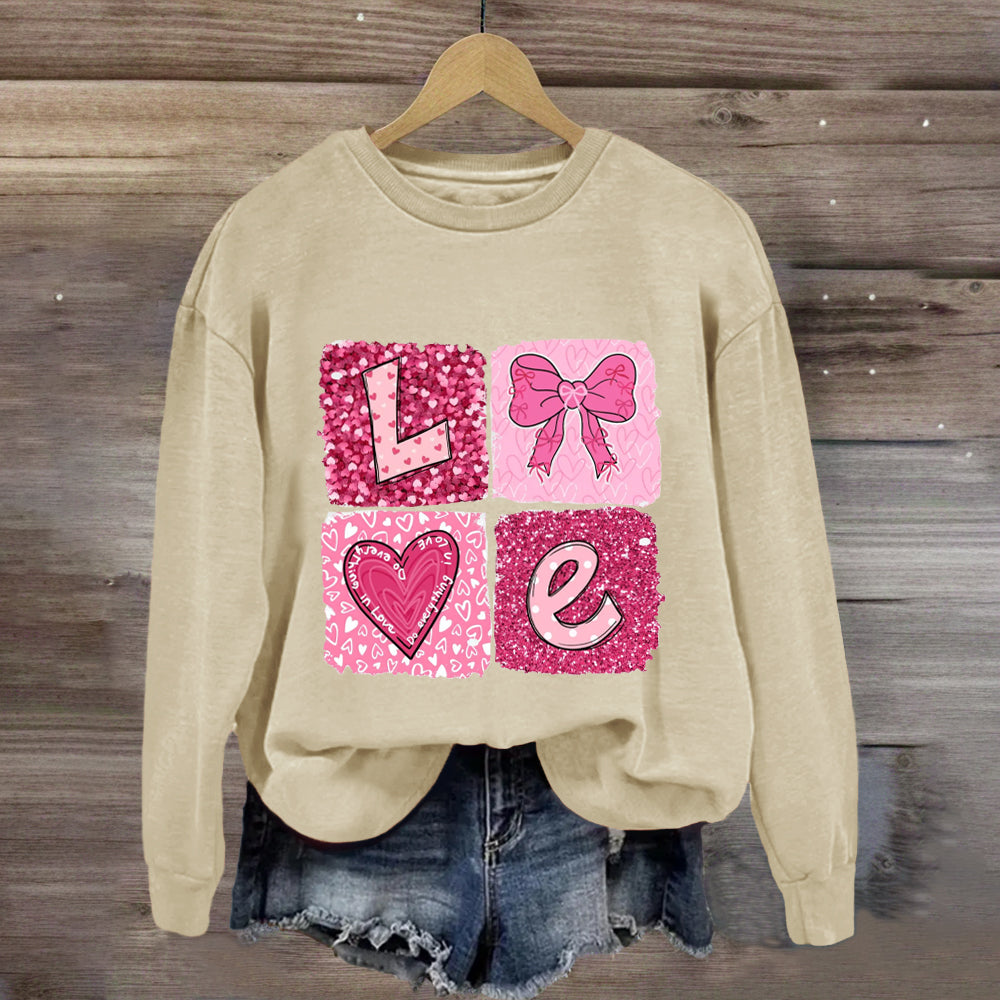 Pink Glitter Love Sweatshirt