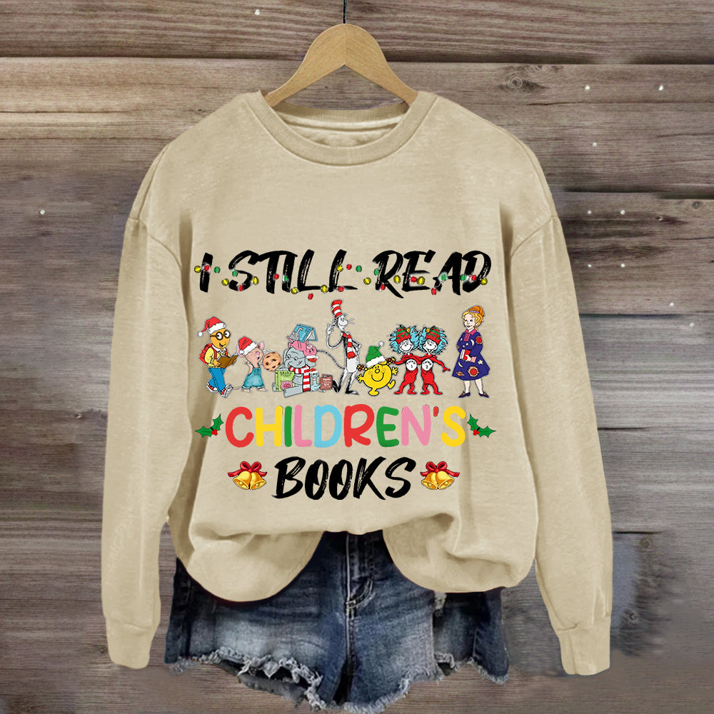 I Still Read Children Books Christmas Light  Sweatshirt