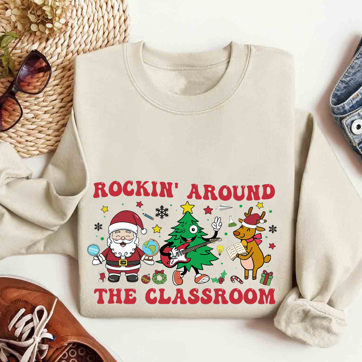 Rockin Around The Classroom Teacher Life Sweatshirt