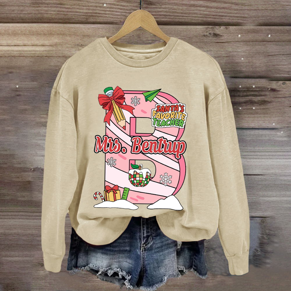 Personalized Name Santa's Favorite Teacher Sweatshirt