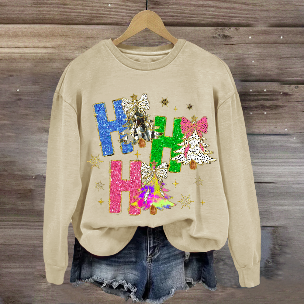 Bright Color Christmas Coquette Bow Ho ho ho  Sweatshirt