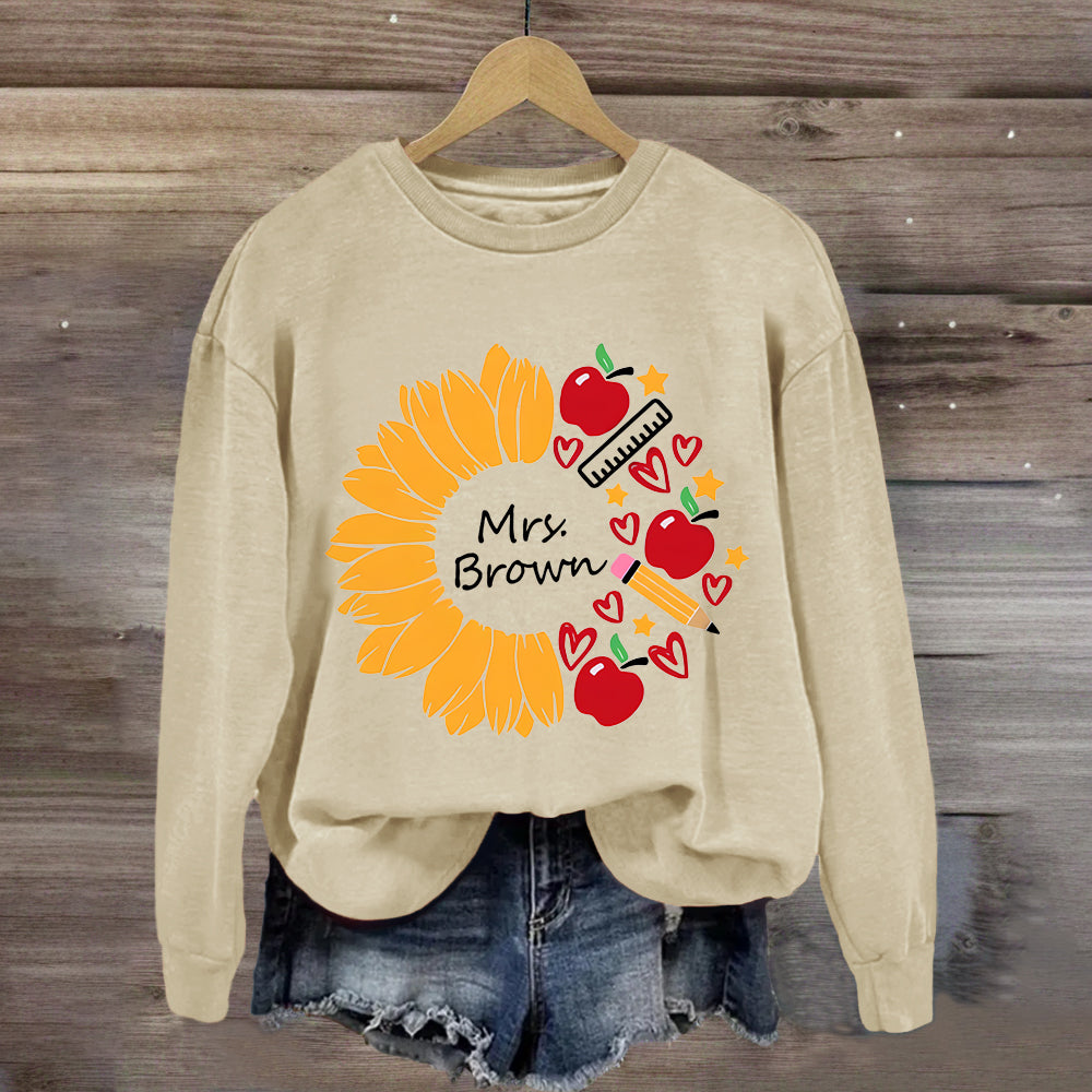 Personalized Name Sunflower Teacher Life Sweatshirt