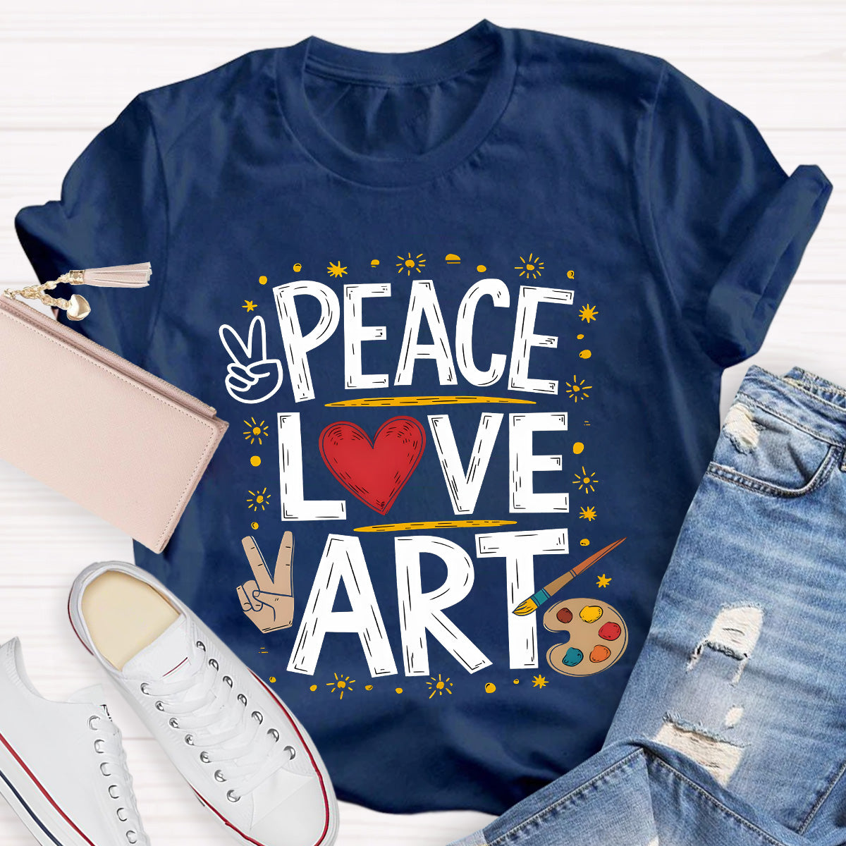 Peace Love Art Teacher T-Shirt
