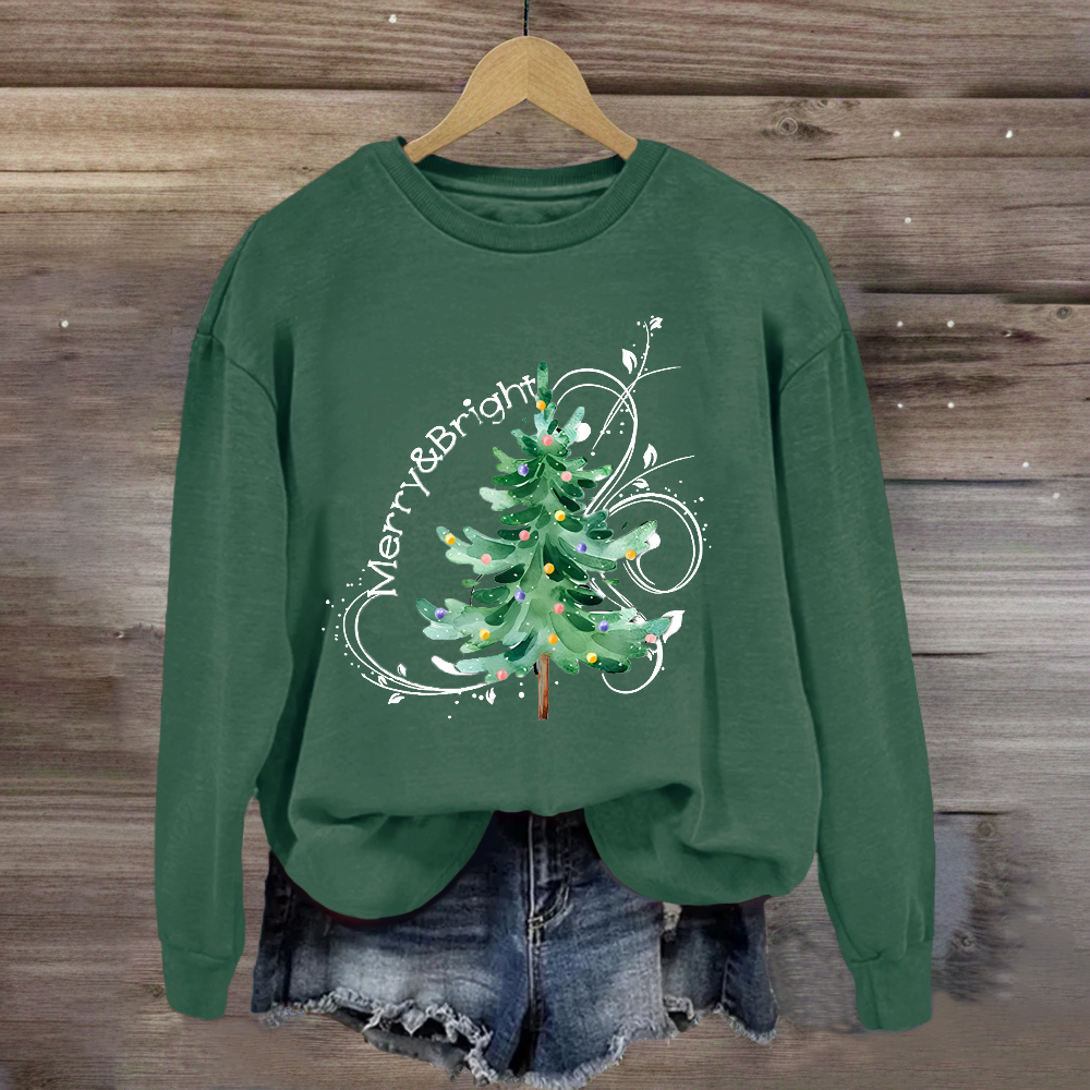 Merry And Bright Christmas Tree Sweatshirt