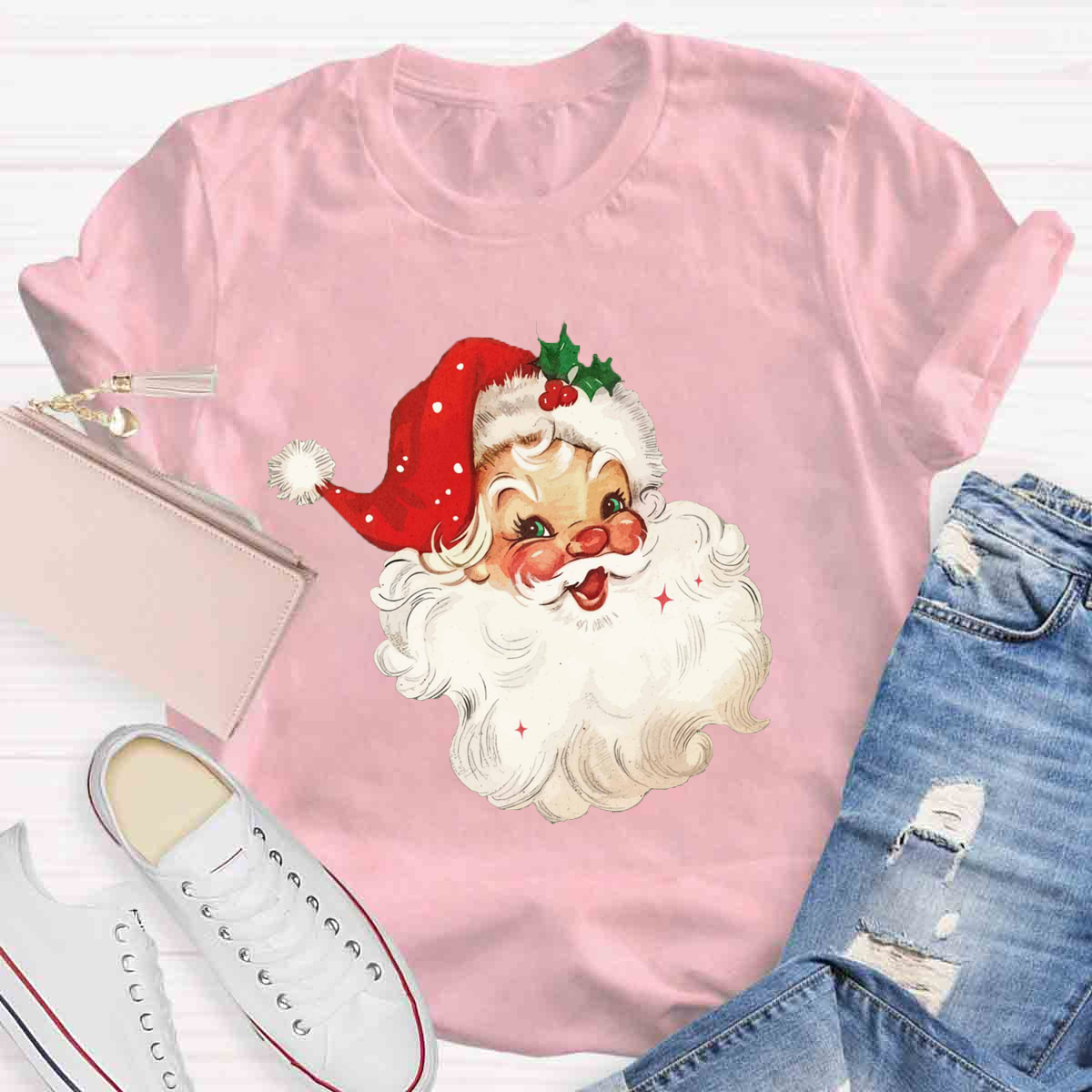 Red Vintage Santa T-Shirt