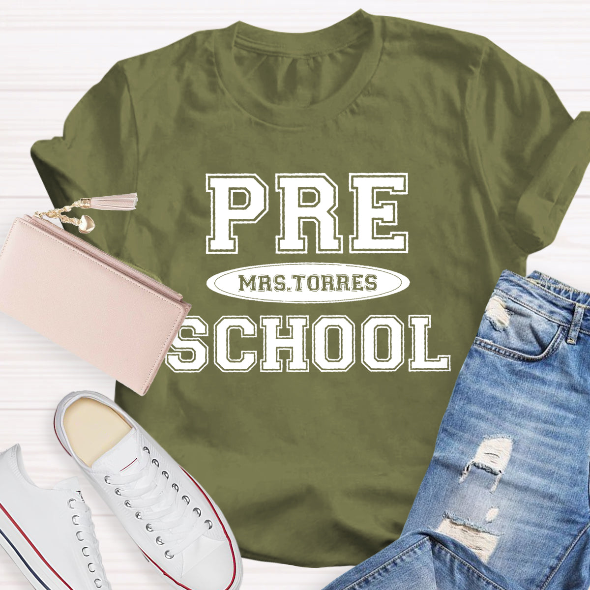 Personalized Preschool Teacher Name T-Shirt