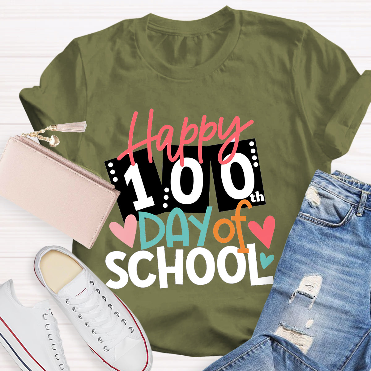 Happy 100th Days Of School Card Teacher T-Shirt