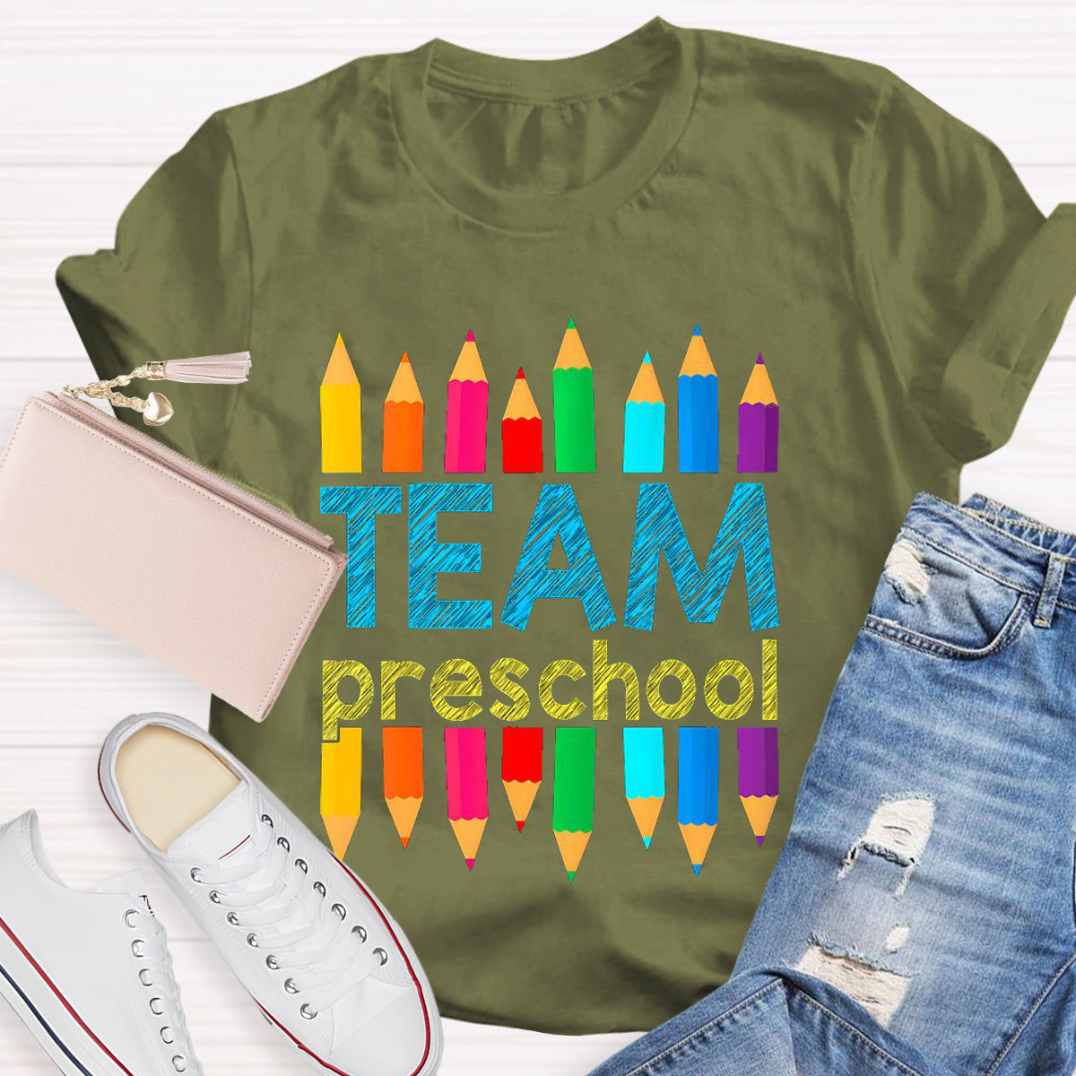 Personalized Grade Team Pencil Teacher T-Shirt