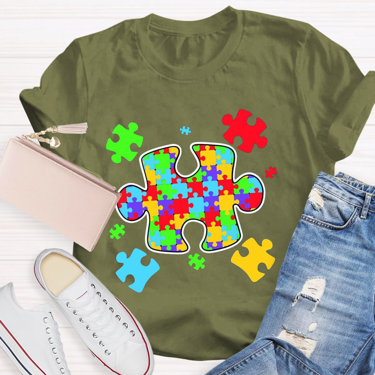 Special Education Colorful Puzzle T-Shirt