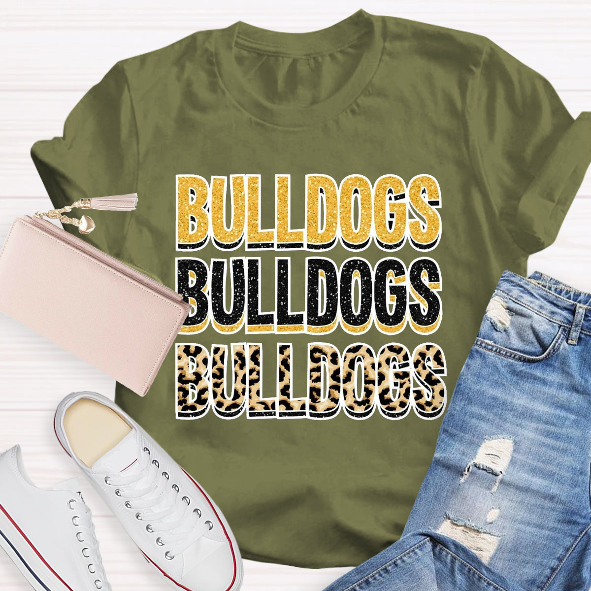 Personalized Mascot Leopard Print T-Shirt