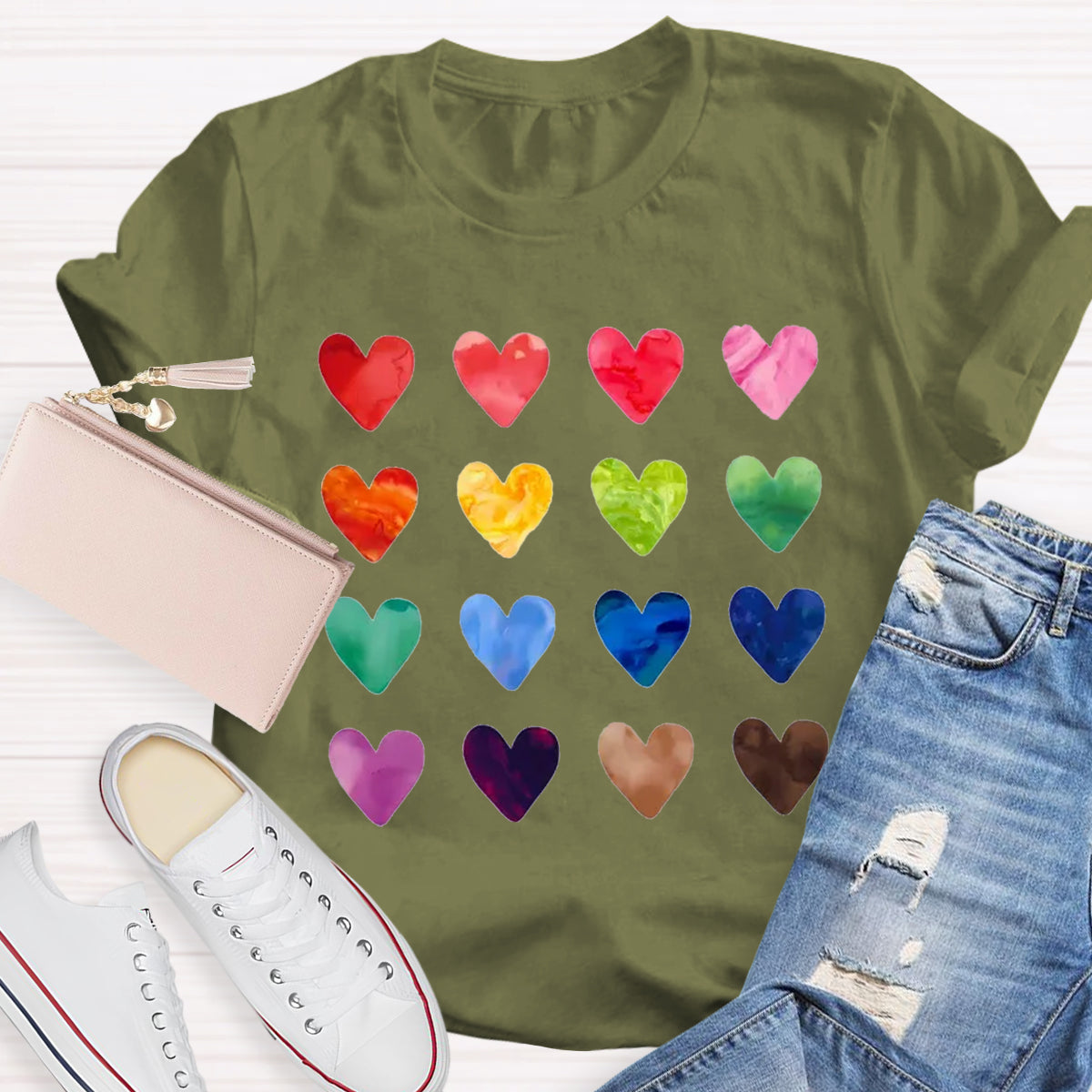 Colorful Love Combination Teacher T-Shirt