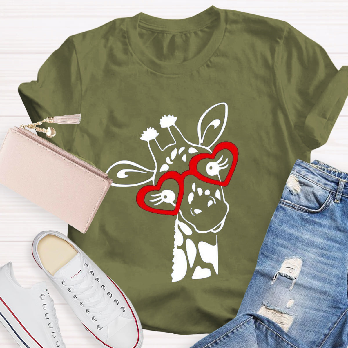 Valentines Day Giraffe  T-Shirt