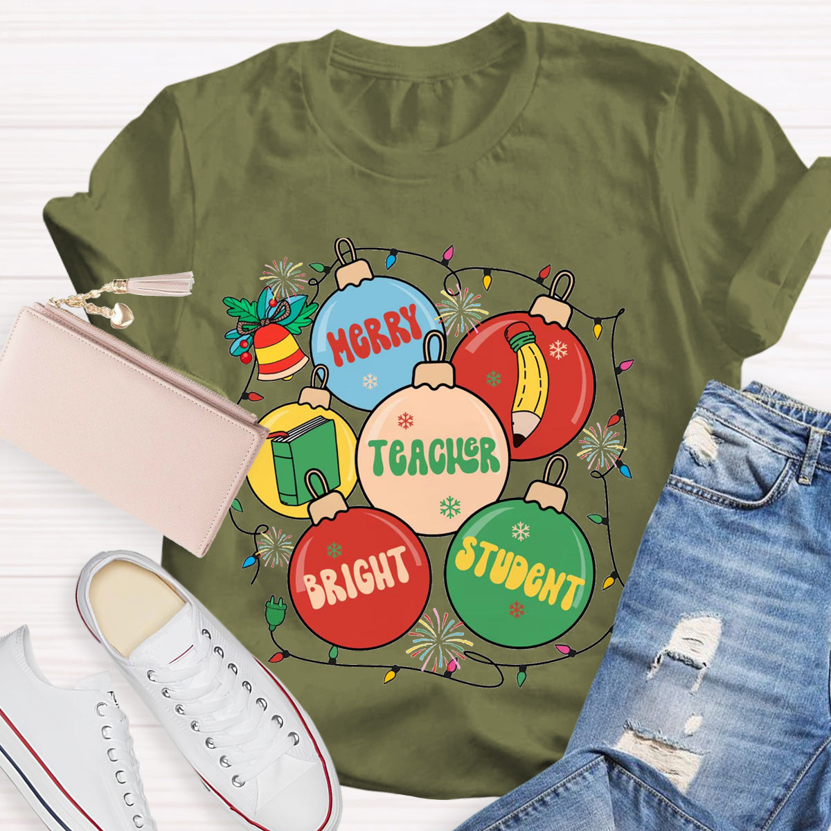 Merry Teacher  Bright Students T-Shirt