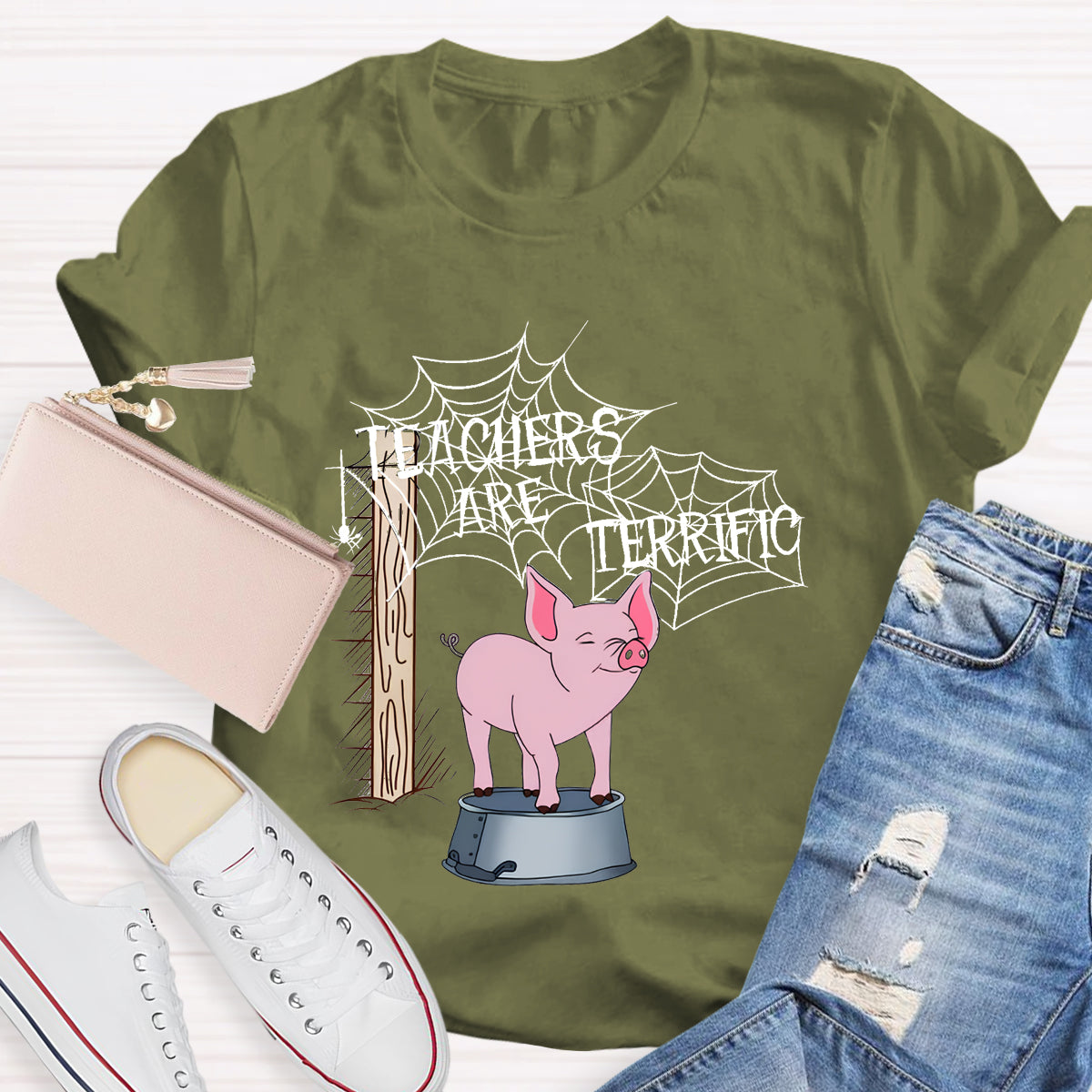 Pink Pig Teacher Are Terrific T-Shirt