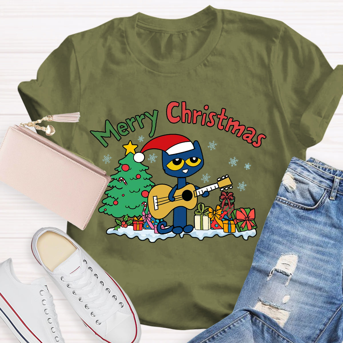 Merry Christmas Pete Groovy Cat T-Shirt