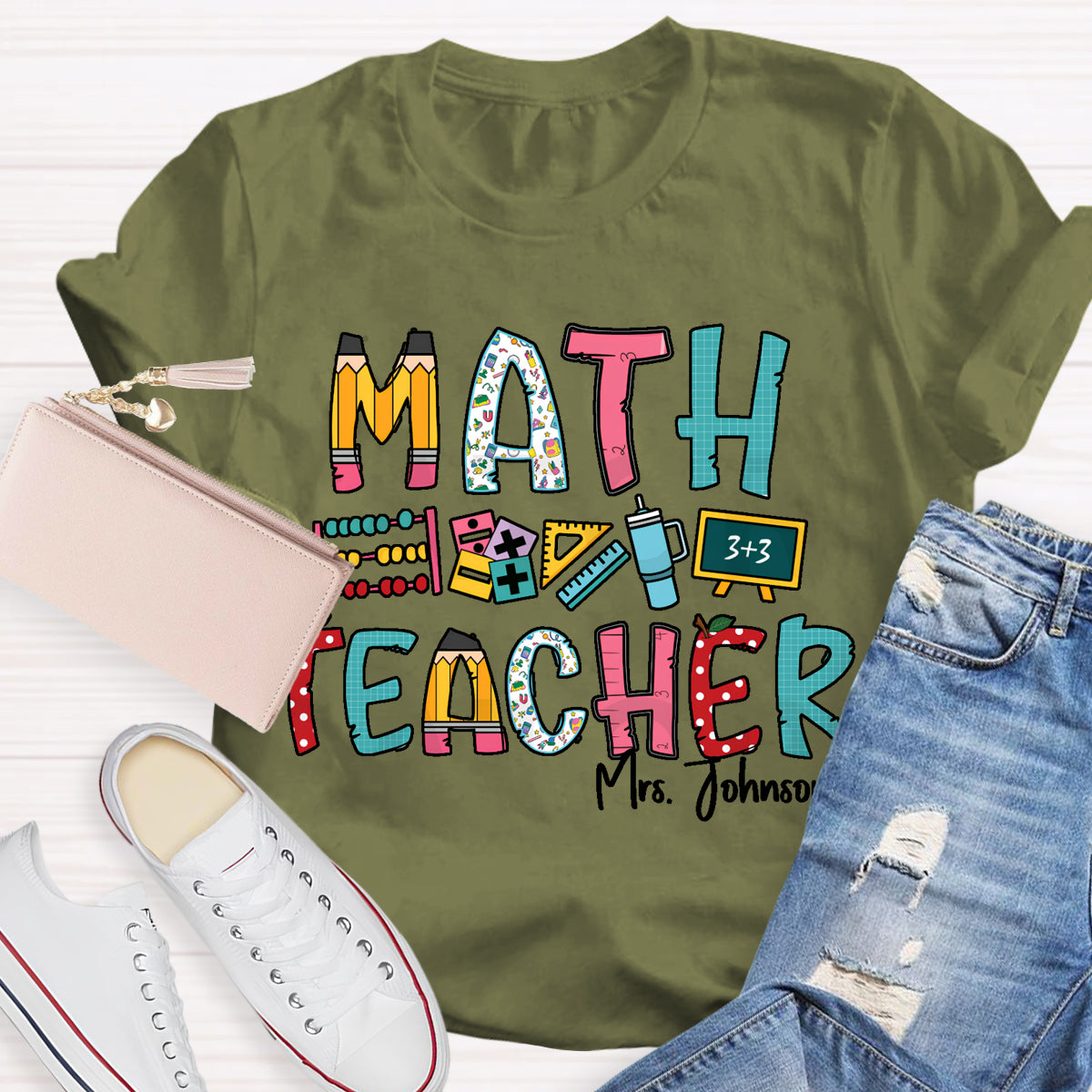 Personalized Math Teacher Name Mrs. Johnson T-Shirt