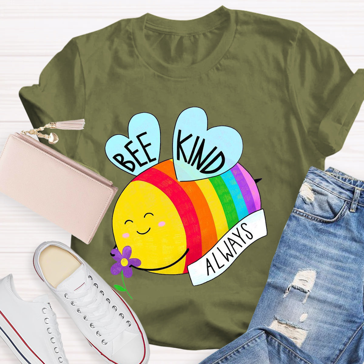 Be Kind Always Colorful Bee Teacher T-Shirt