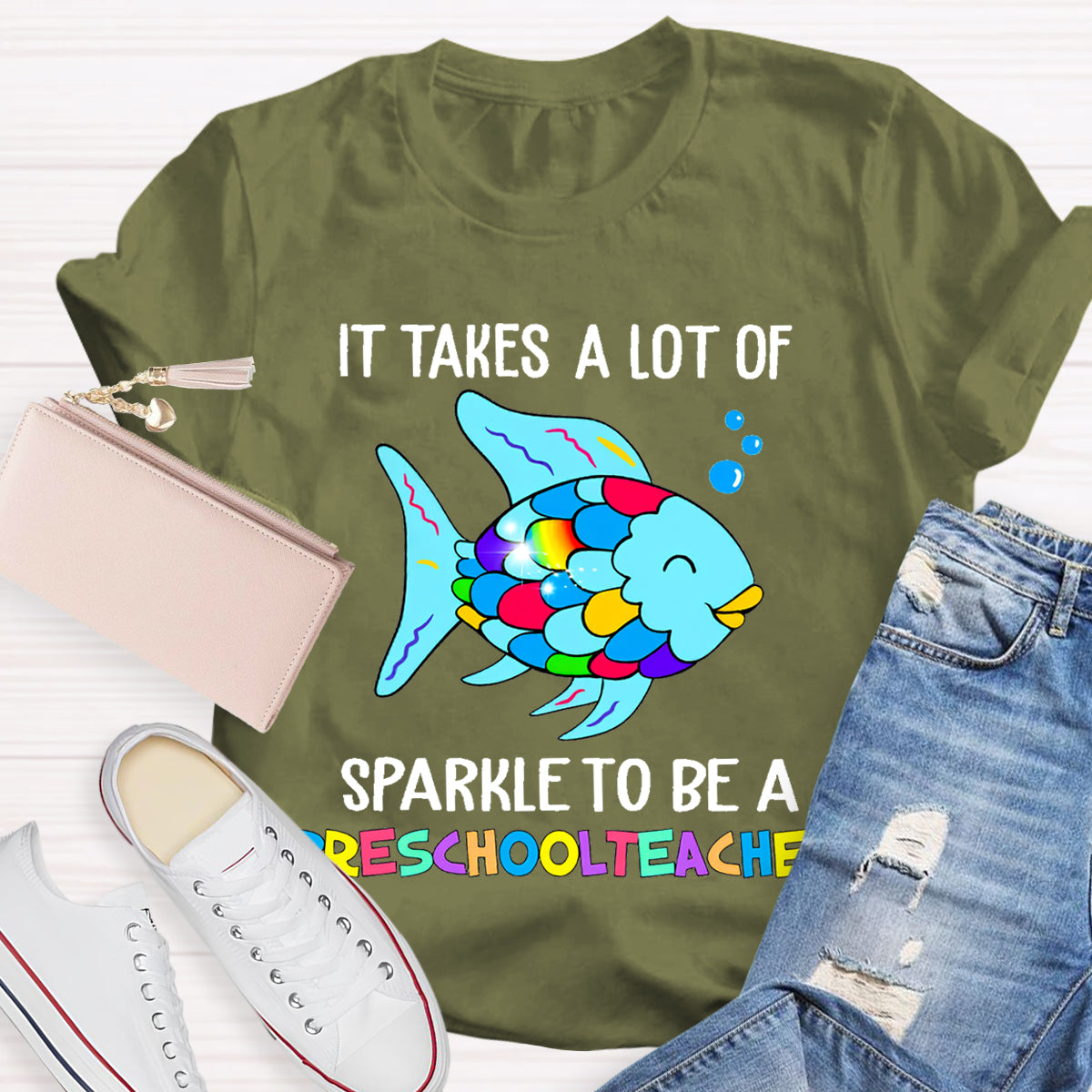 Personalized Grade It Takes A Lot Of Sparkle To Be A Preschool Teacher T-Shirt