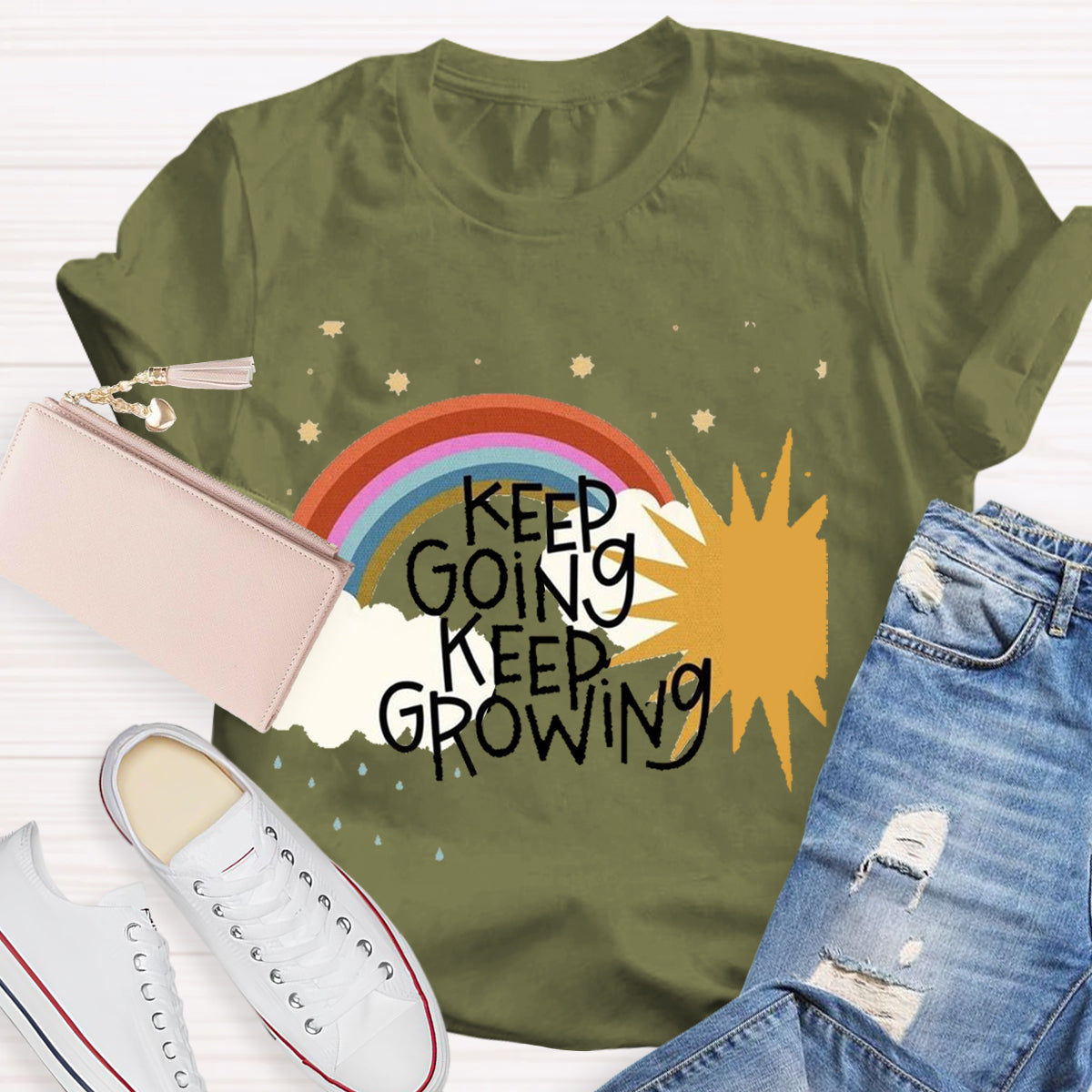 Keep Going Keep Growing Rainbow T-Shirt