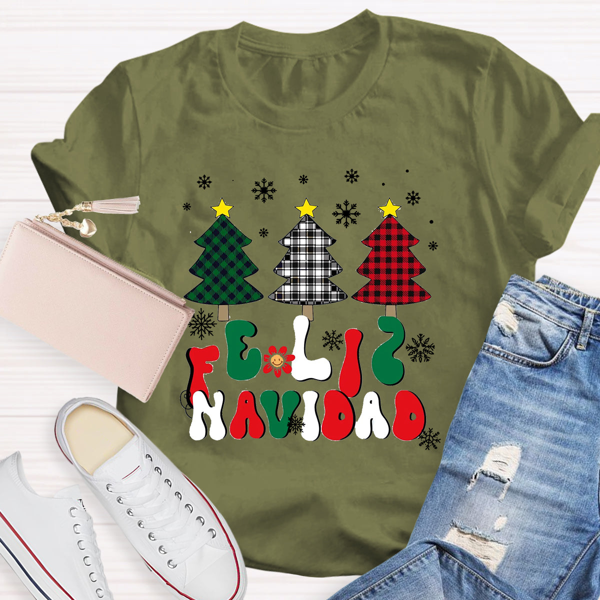 Spanish Christmas Feliz Navidad Teacher T-Shirt