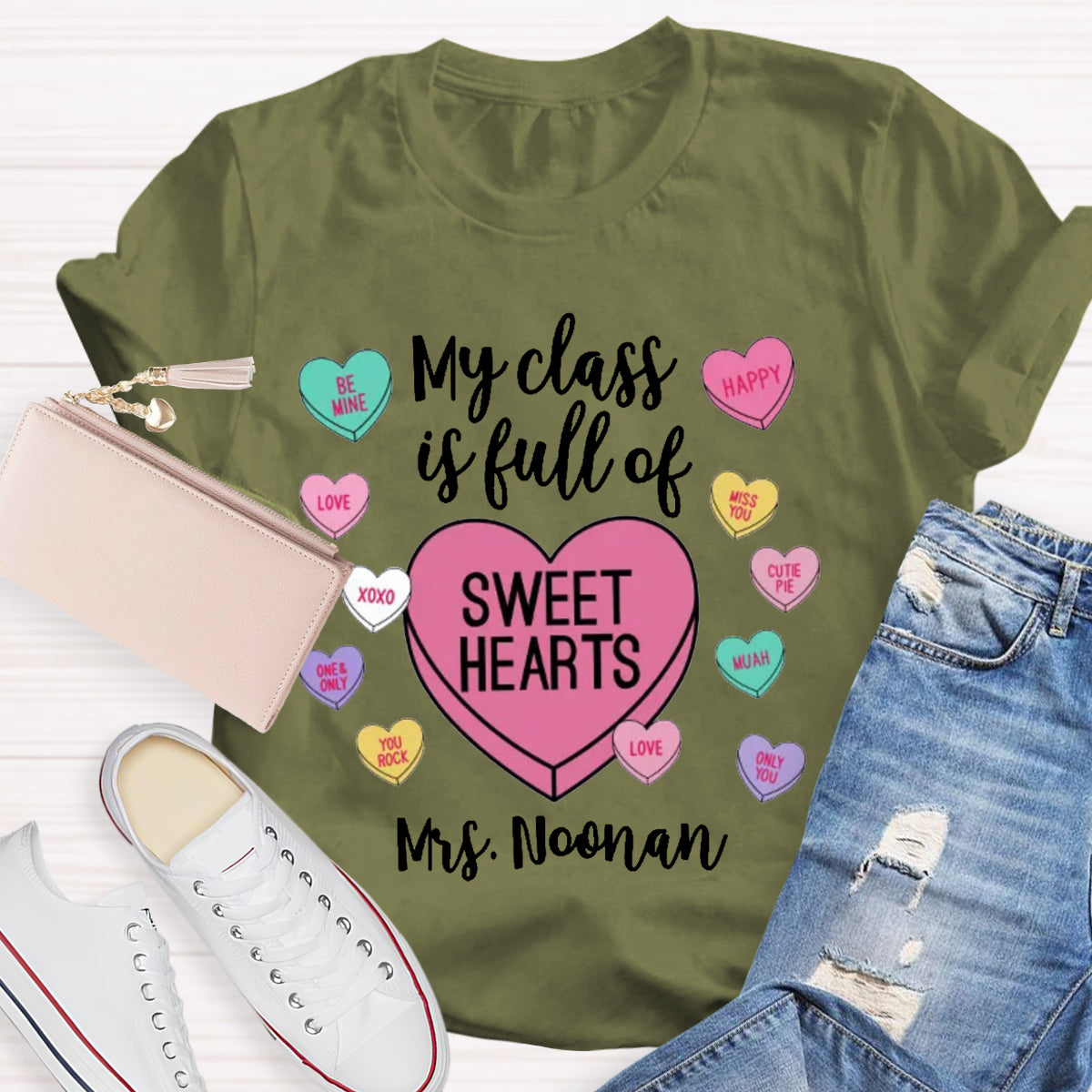 Personalized Name My Class Is Full Of Sweethearts Teacher T-Shirt