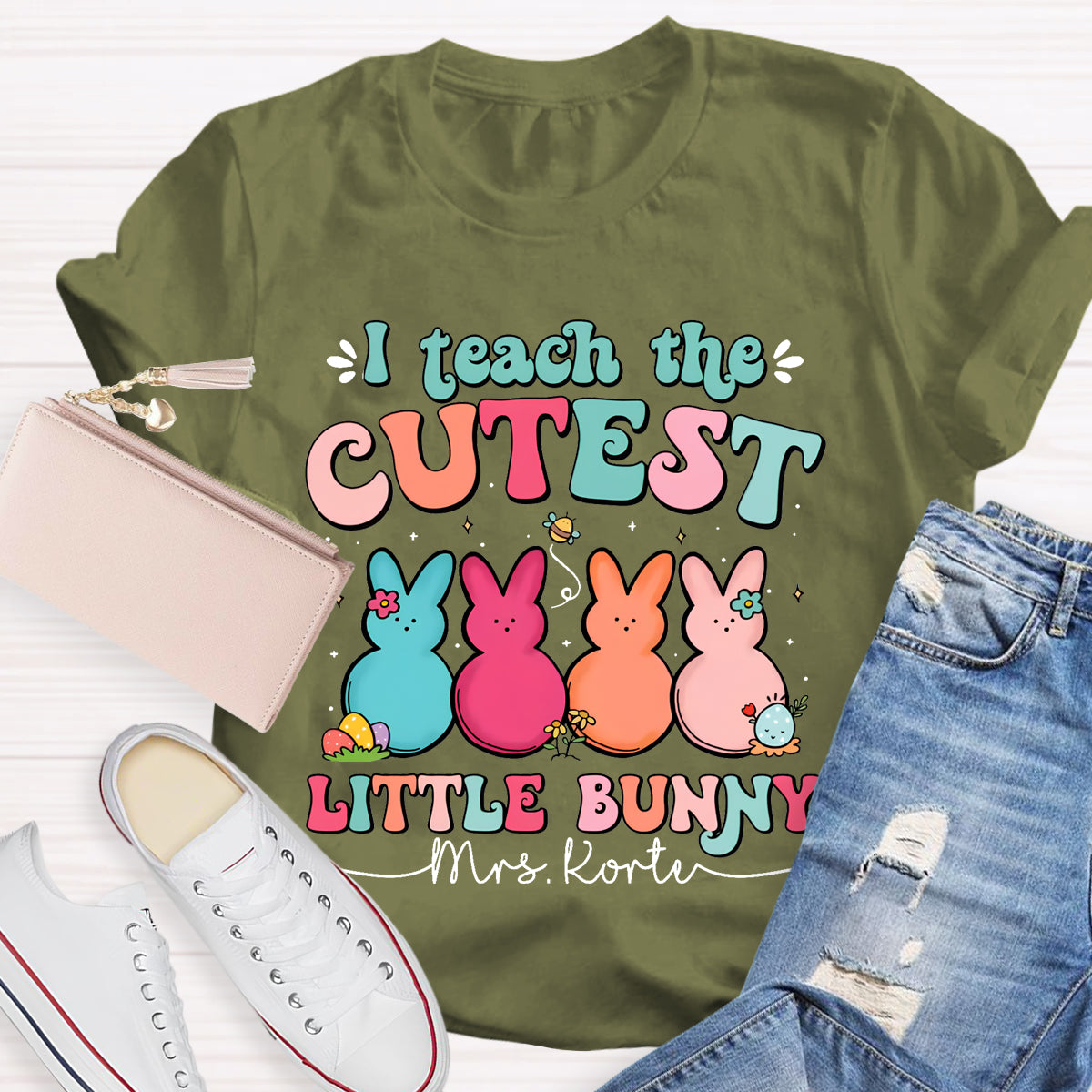 Personalized Name I Teach The Cutest Little Bunnies T-Shirt