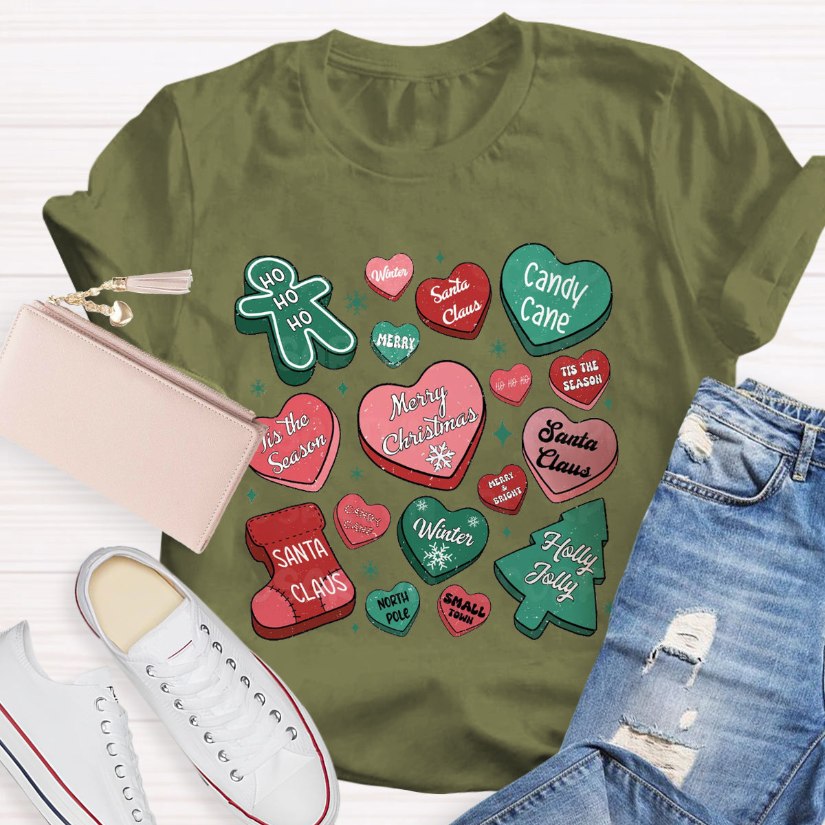 Candy Hearts Christmas T-Shirt