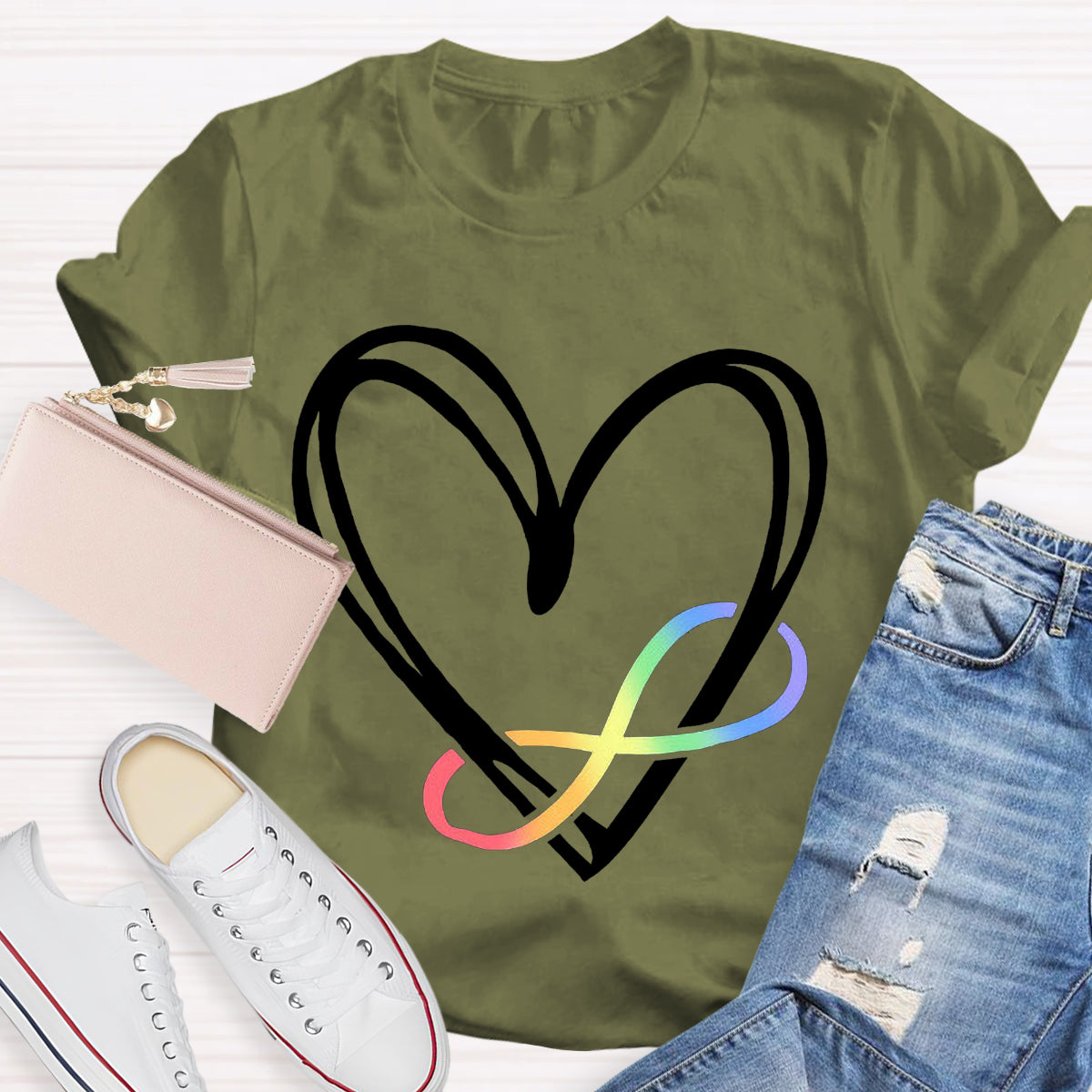 Infinity Heart Autism Awareness Love Needs No Words T-Shirt