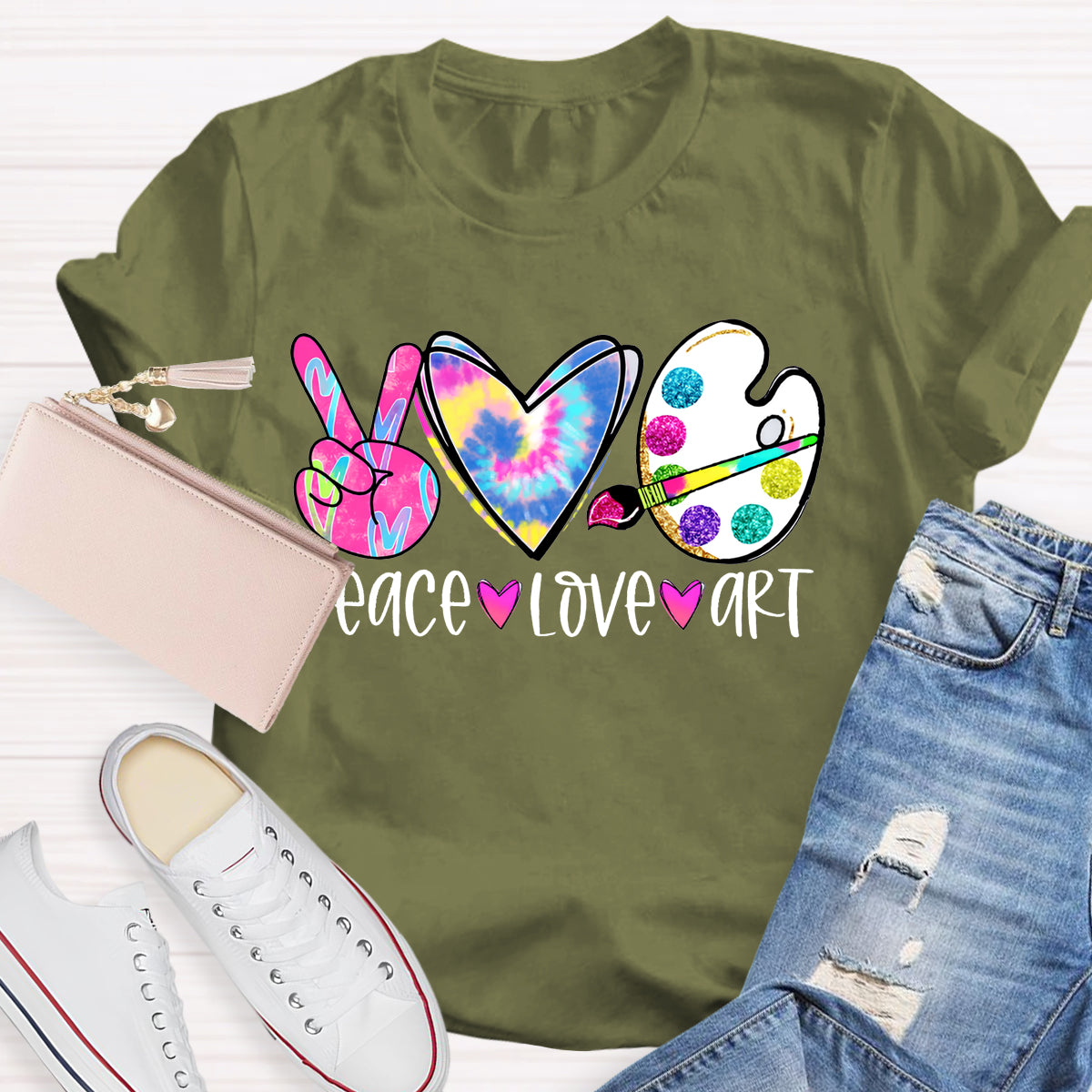 Peace Love Art Teacher T-shirt