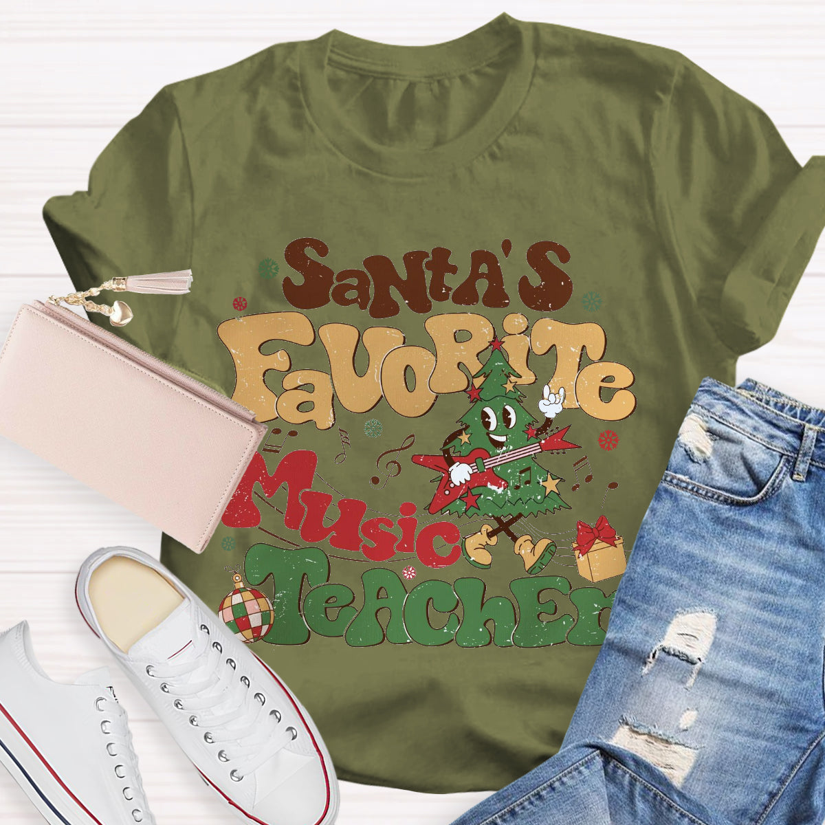 Santa's Favorite Music Teacher T-Shirt