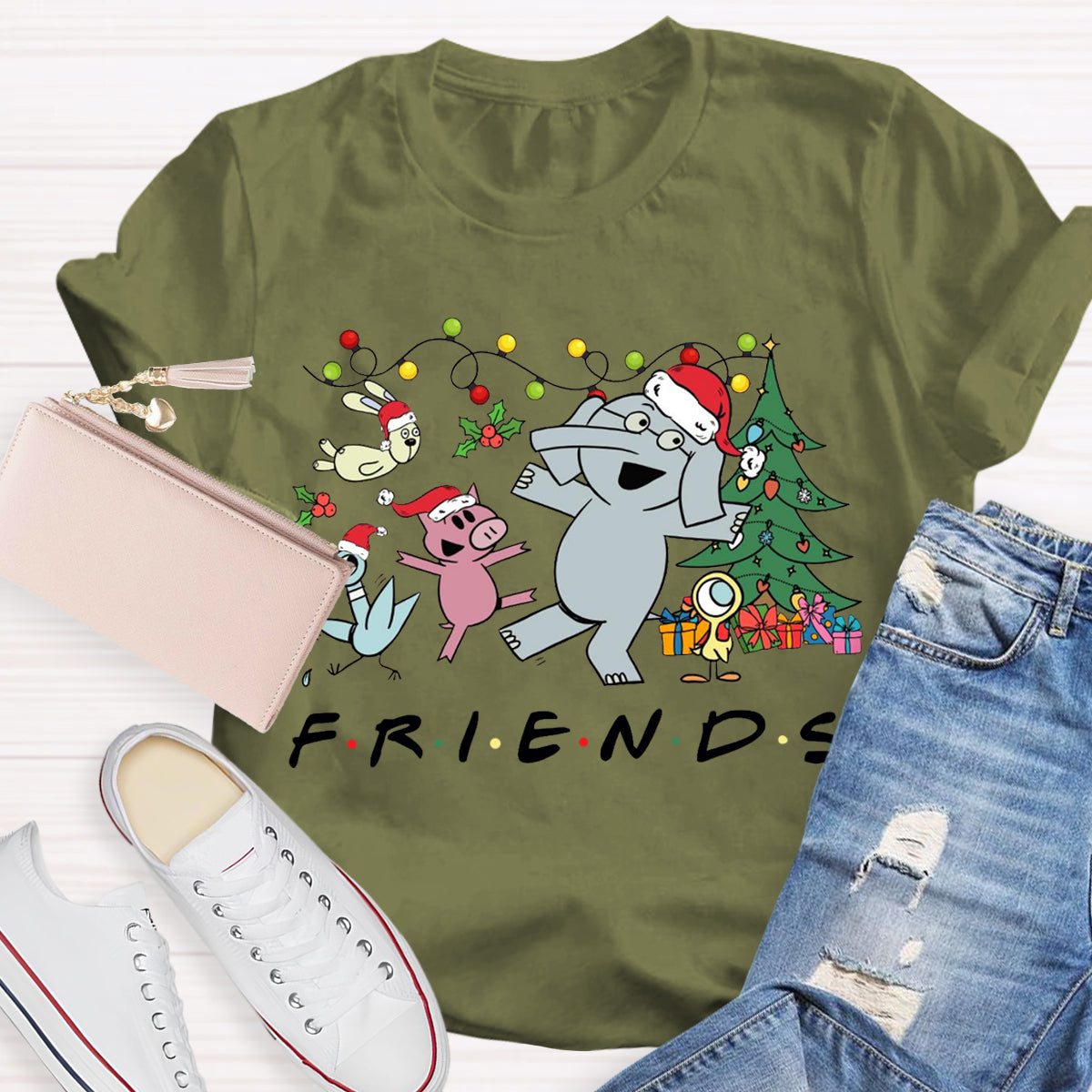 Friends Elephant And Piggie Christmas T-Shirt