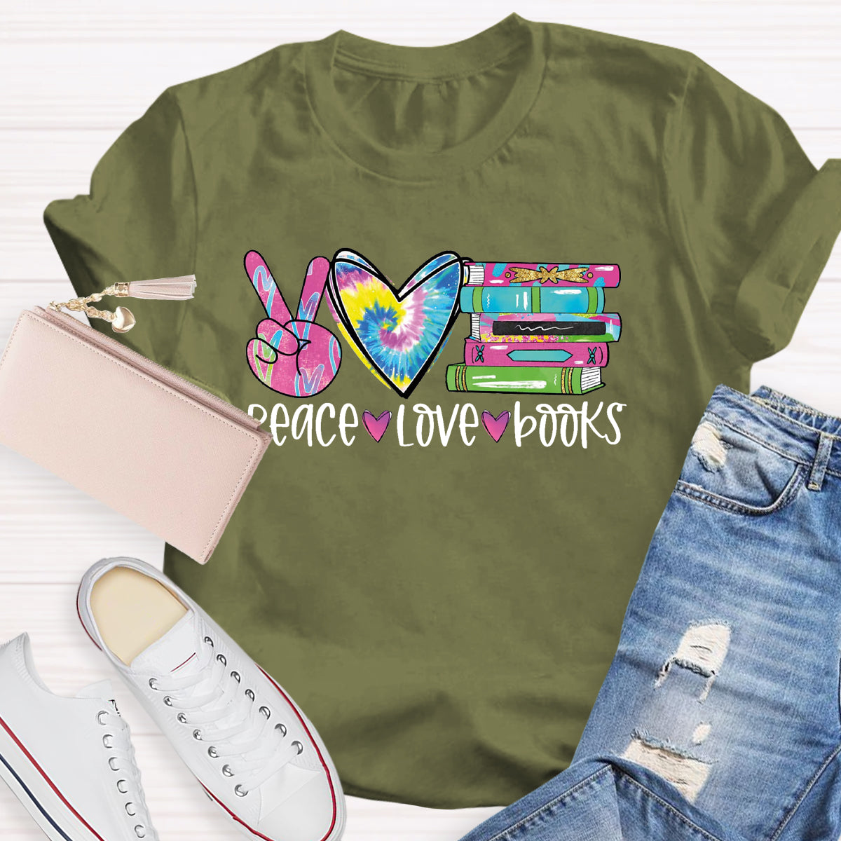 Peace Love Books T-Shirt