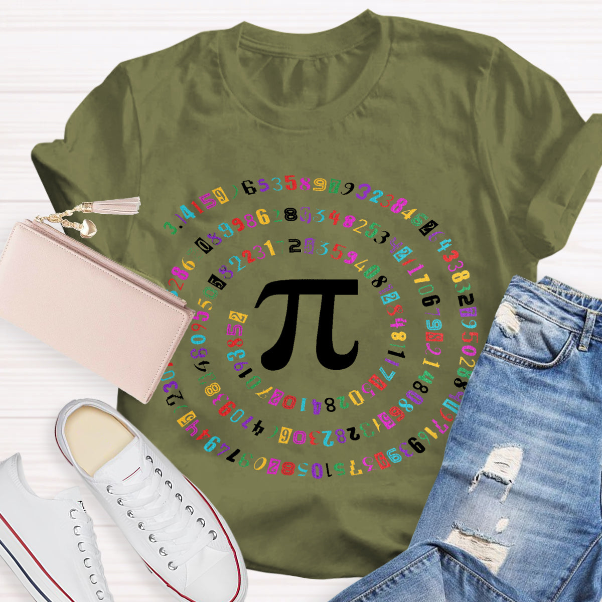 Happy Pi Day Colorful Pi Teacher T-Shirt