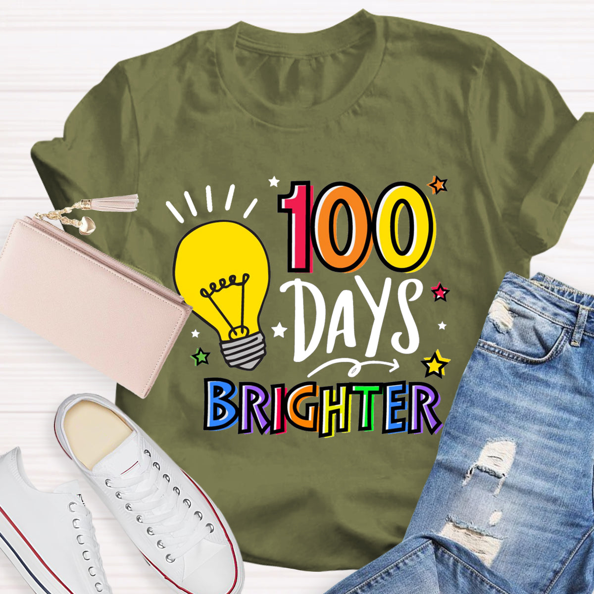 100 Days Brighter Teacher T-Shirt