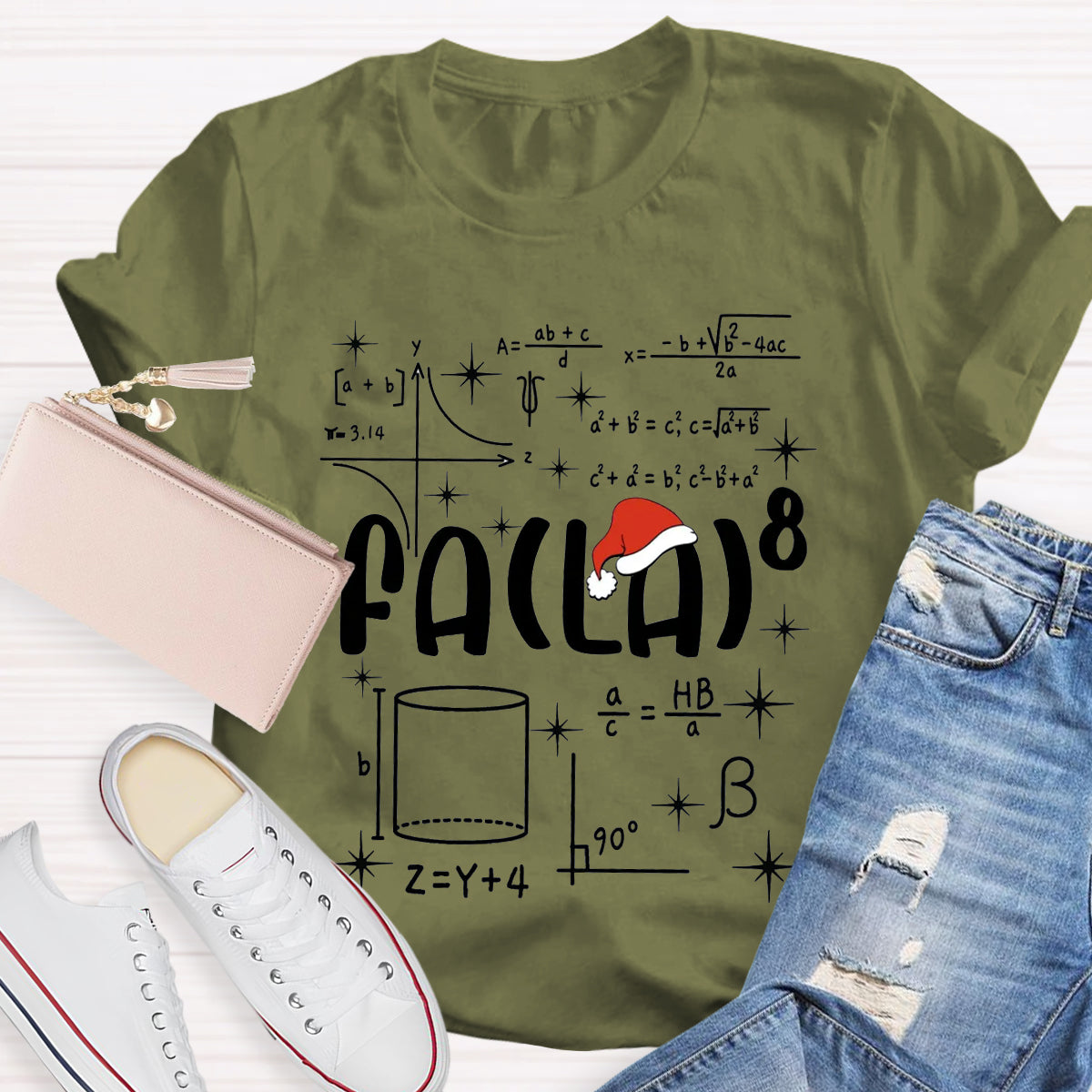 Fa La  Math Teacher Christmas T-Shirt