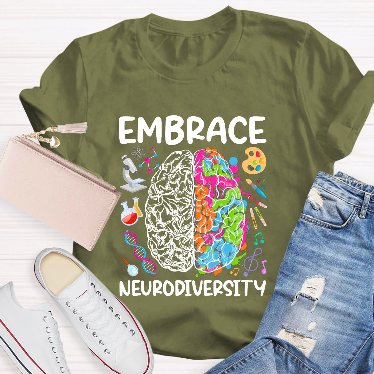 Embrace Neurodiversity Brain Teacher T-Shirt