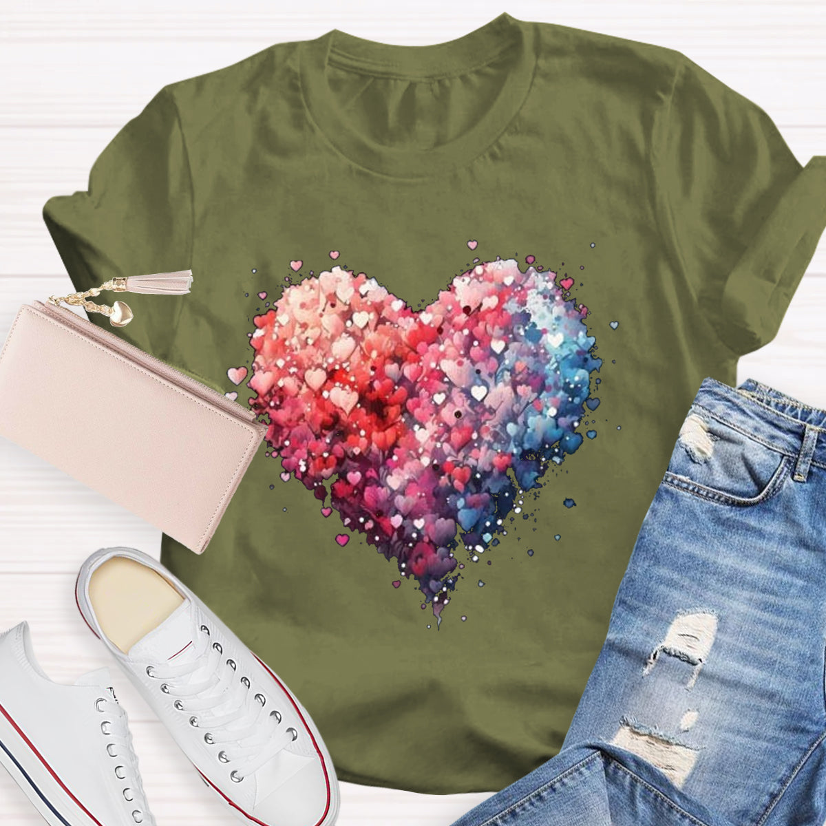 Valentine's Day Beautiful Watercolor Heart T-Shirt