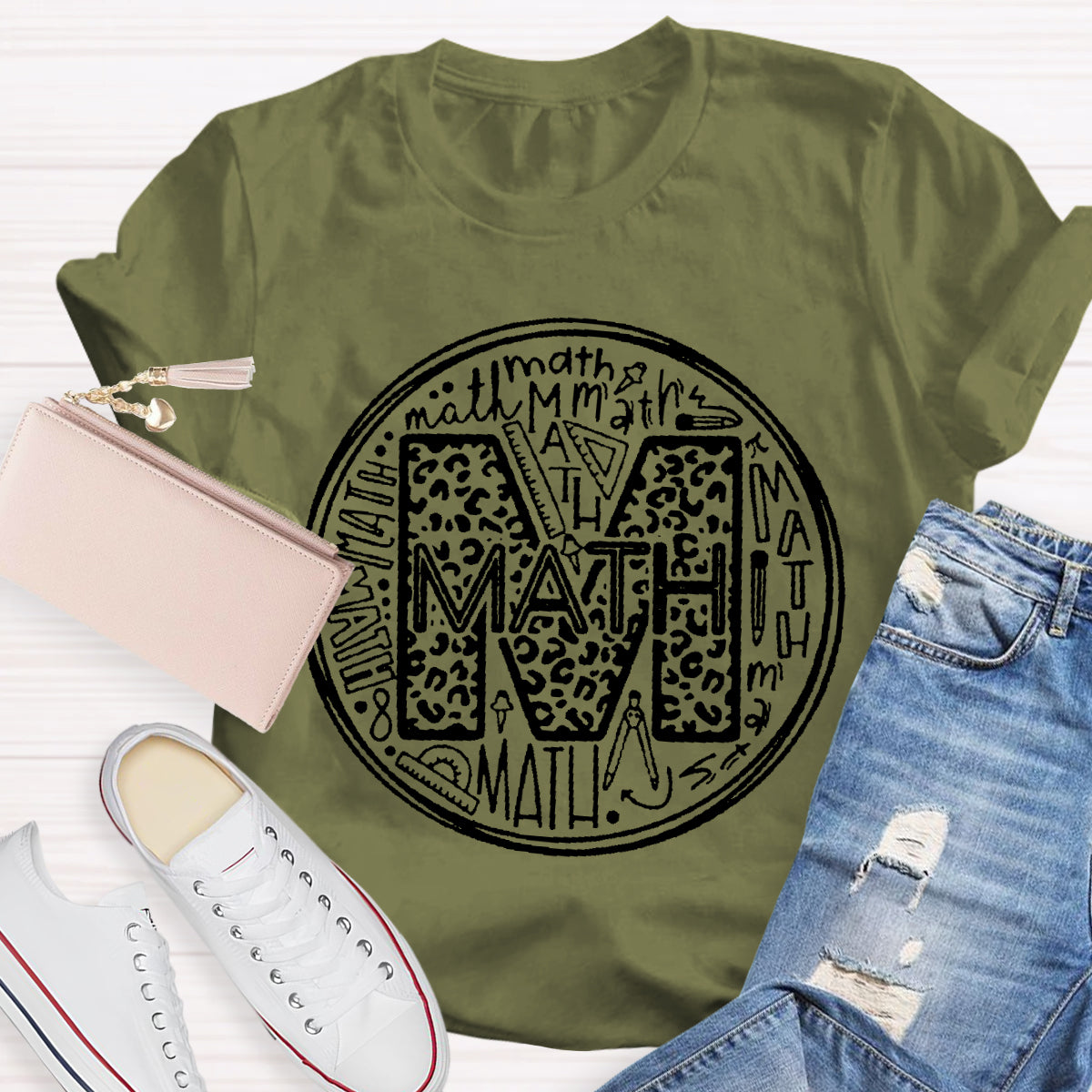 Multi-font Math Teacher T-Shirt